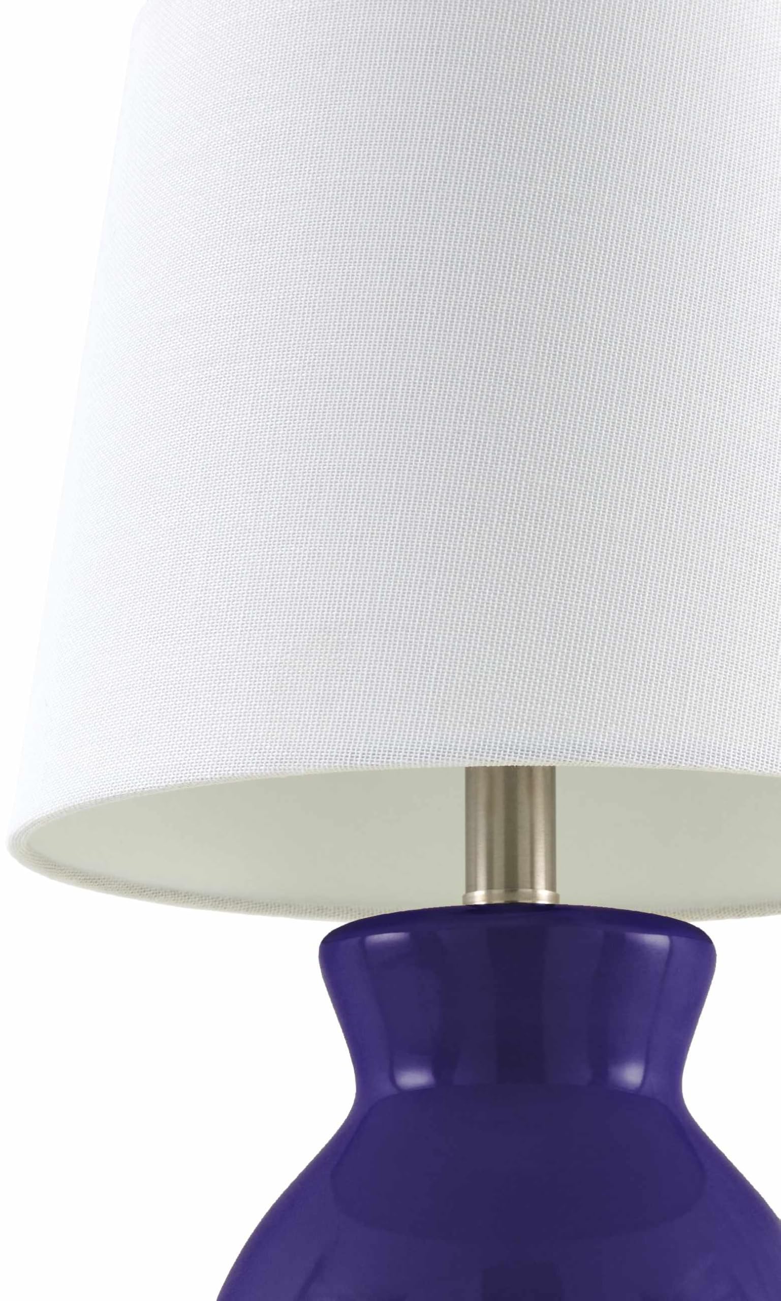 BoutiqueRugs Ceramic Bedside Table Lamp - 15inH, Navy/White, Tapered Shade for Bedroom/Nightstand - Model SPXZVA8-029