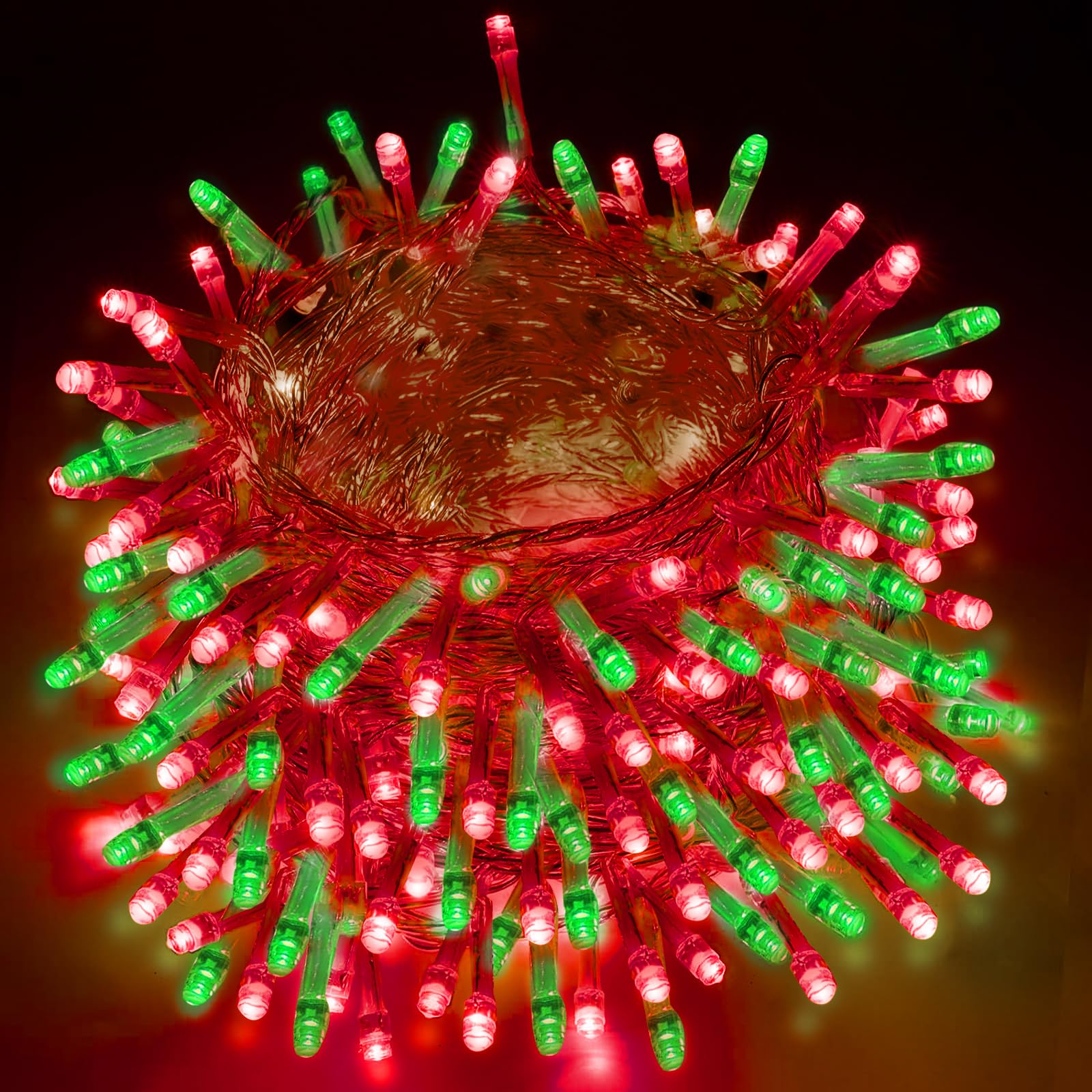 Extra-Long String Lights Outdoor/Indoor, 200 LED Upgraded Super Bright Christmas Lights, Waterproof 8 Modes Plug in Clear Wire Fairy Lights for Bedroom Party Wedding Garden Patio Tree (Red & Green)