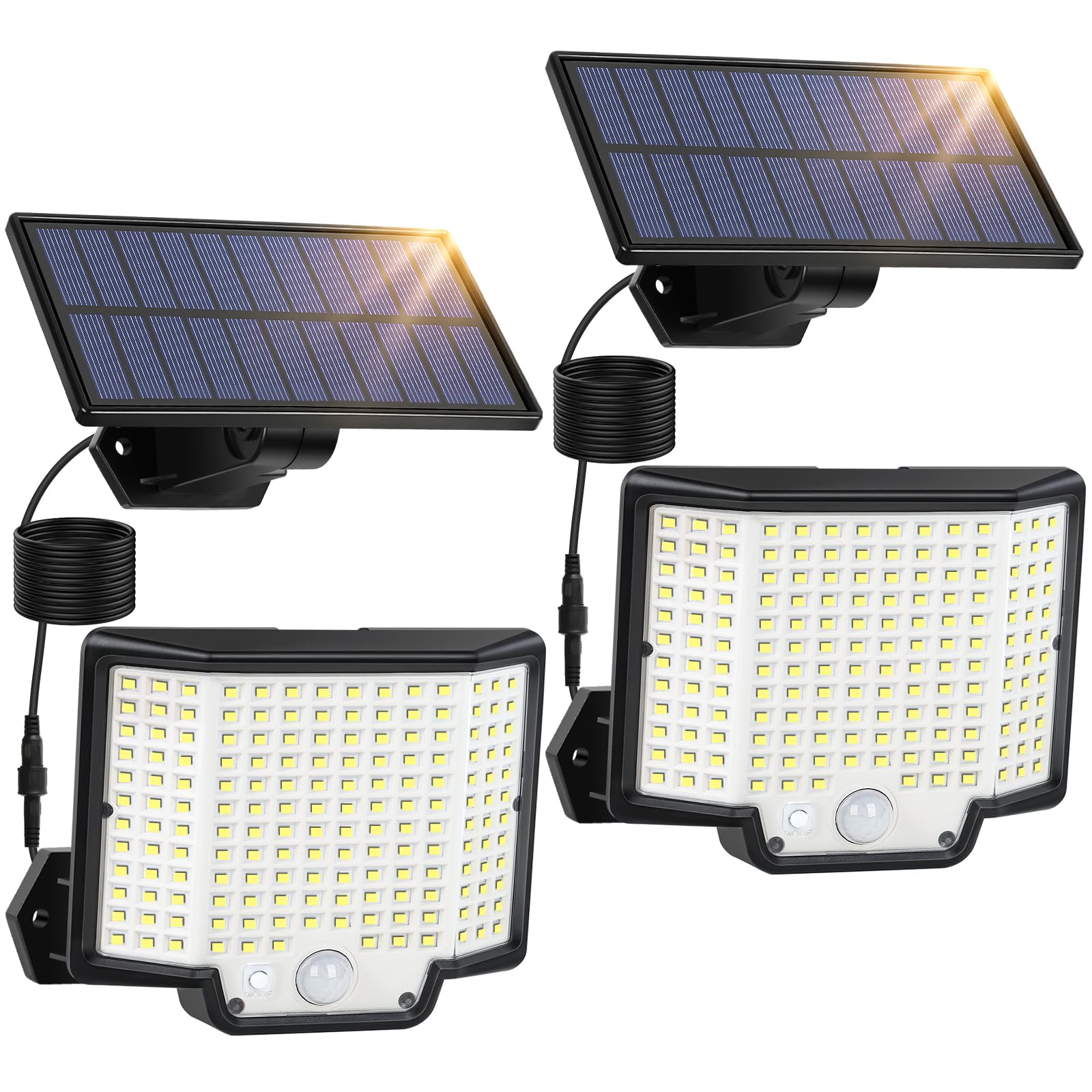 Solar Lights for Outside, 166 LED Solar Lights Outdoor Waterproof, Motion Sensor Outdoor Lights 3 Modes, Split Solar Powered Lig