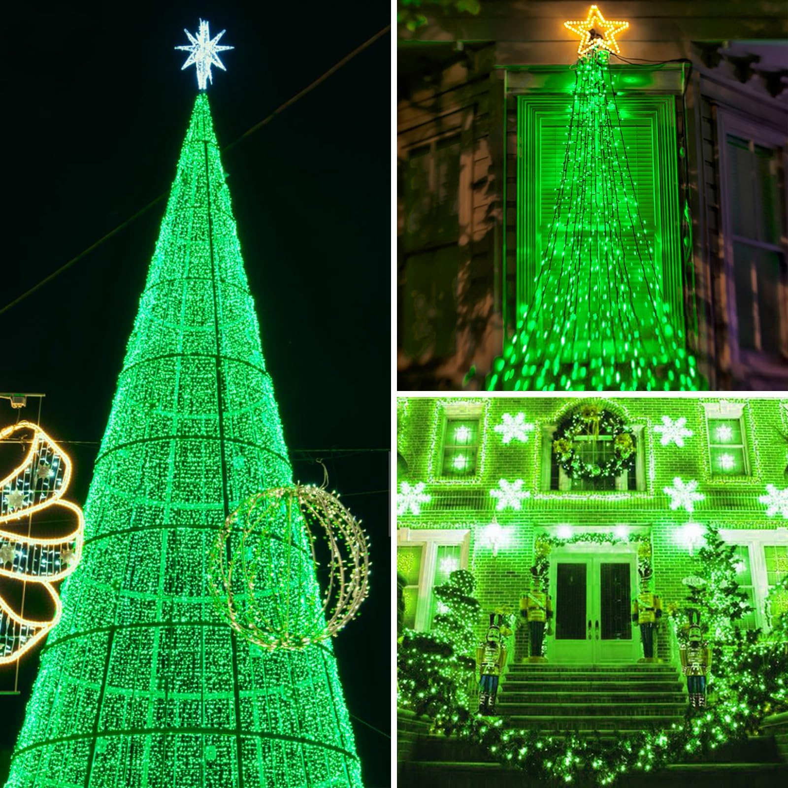 KAQ Solar String Lights, 500LED, 180FT, IP65 Waterproof, 8 Modes, Green, 2 Pack