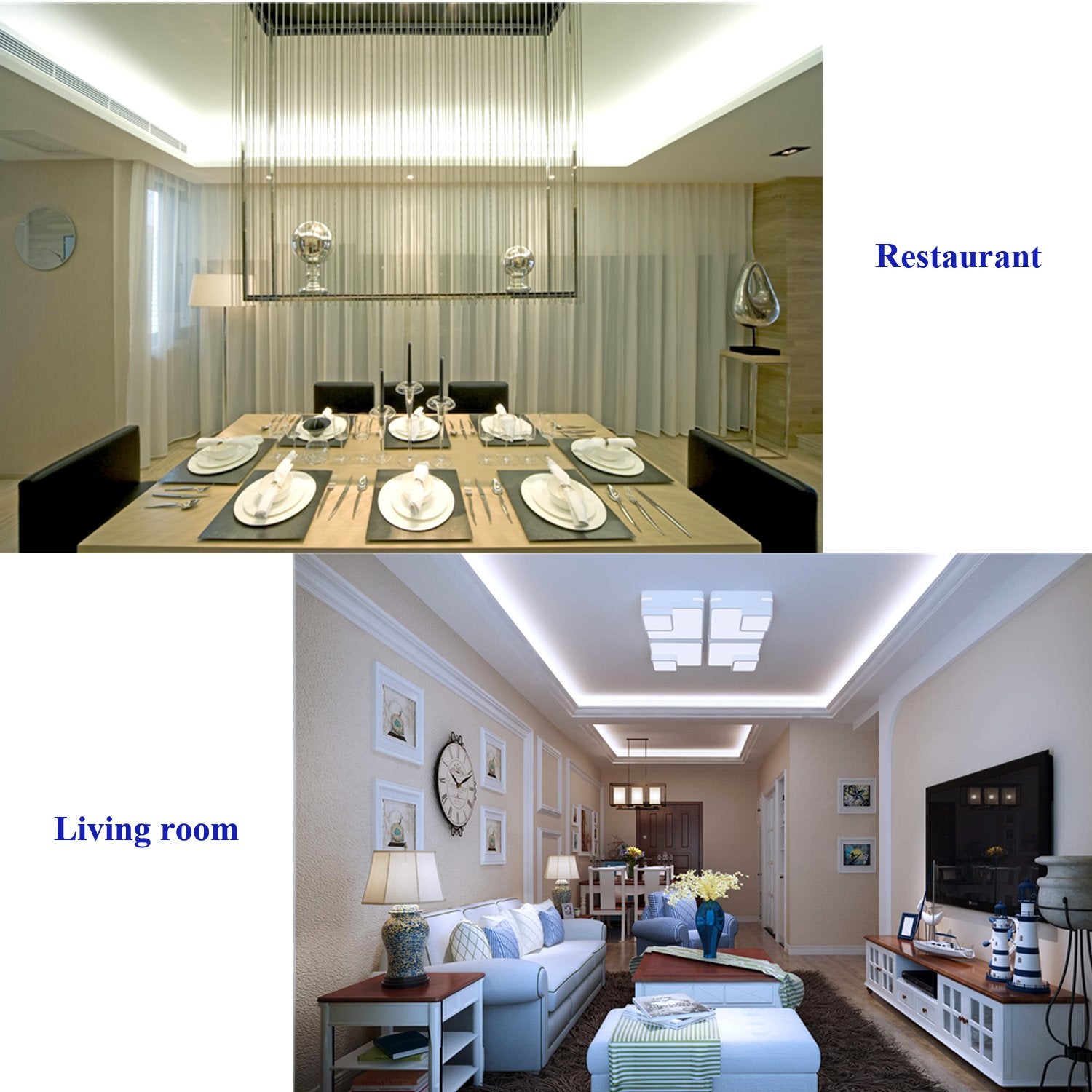 Junwen 16.4Ft White Led Strip Lights  12V Waterproof Led Strip Lights Flexible Light Strip Indoor For Bedroom  Kitchen  Bathroom(Not Included Power)