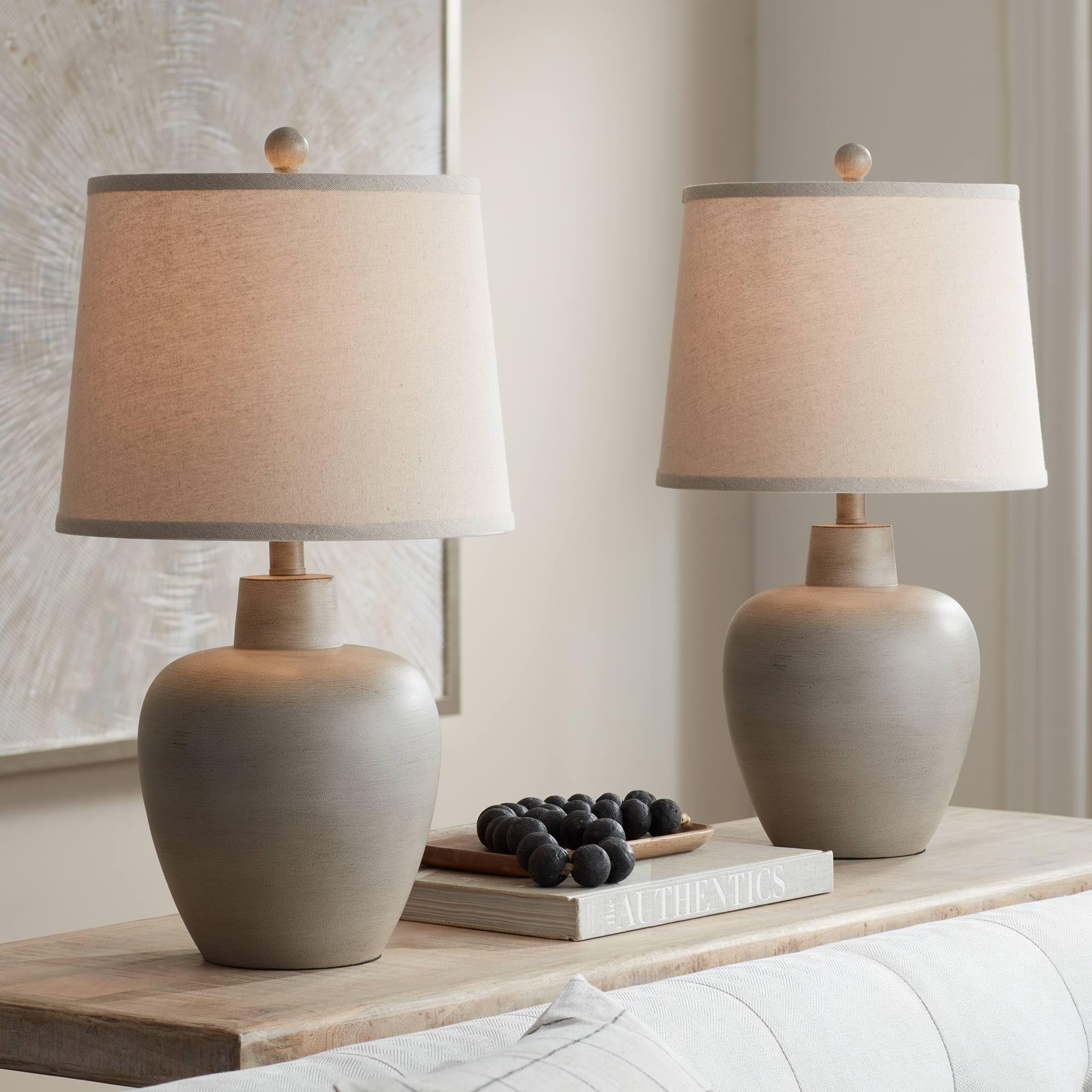 Regency Hill Emeril 23 1/2'' High Urn Small Southwest Accent Table Lamps Set of 2 Living Room Bedroom Bedside Nightstand House O