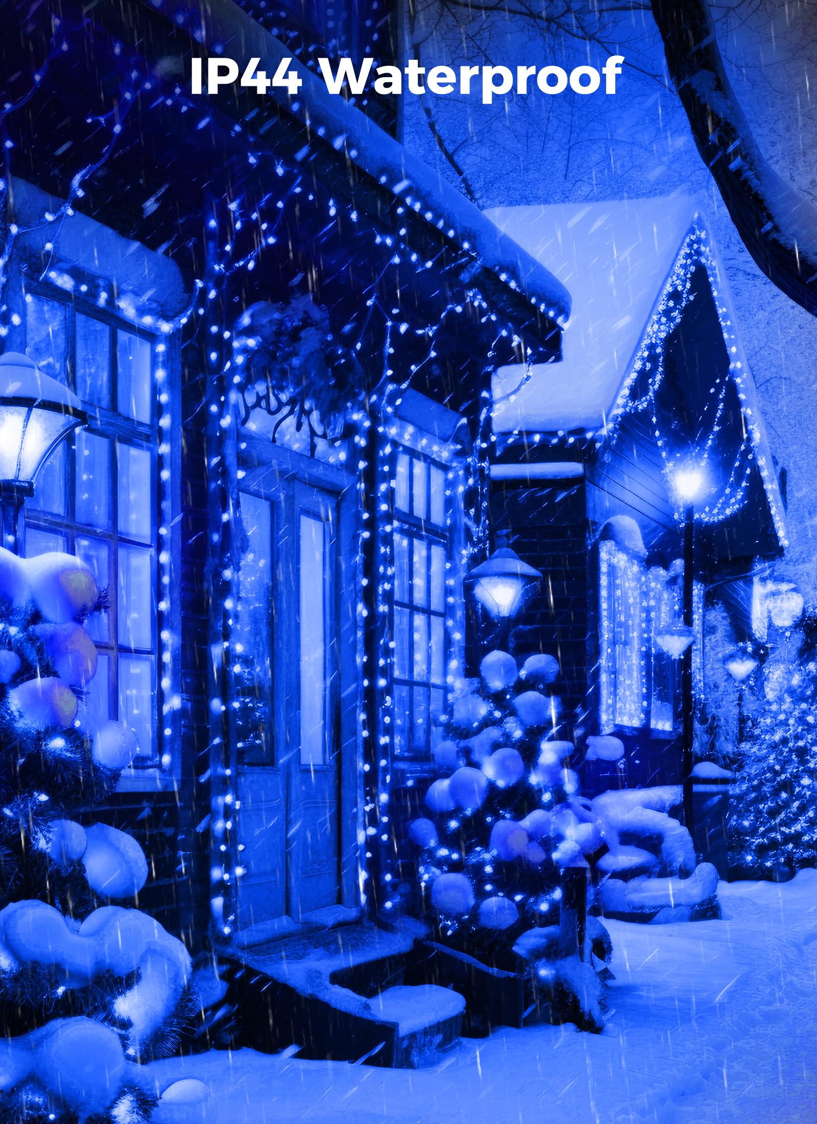 Minetom Christmas String Lights, 100 LED, 33FT, Battery Operated, Waterproof, 8 Modes, Blue, 2 Pack
