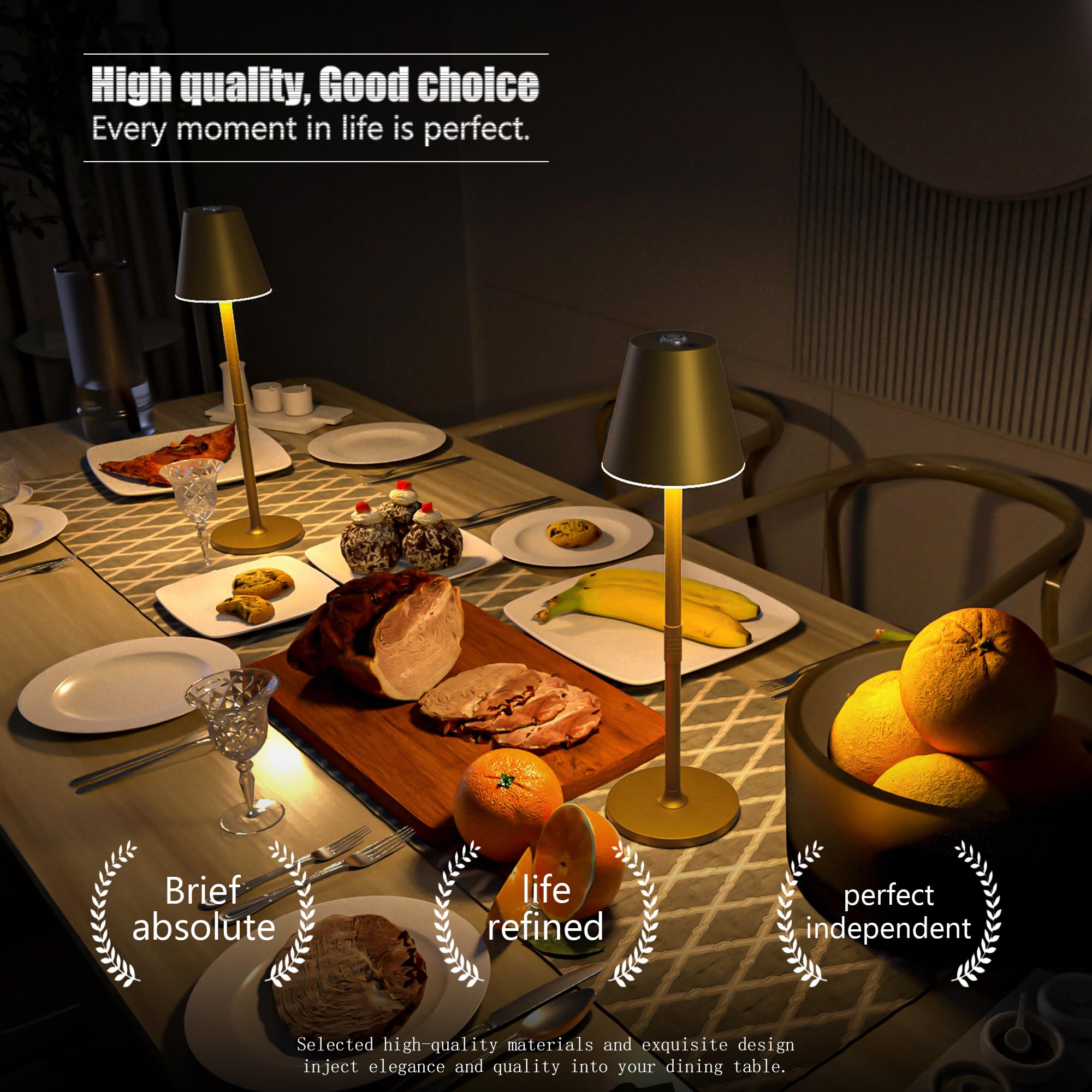 Timjorman Led Cordlesstable Lamp,4000Mah Rechargeable Battery Desk Lamp,3 Level Brightness Portable Night Light, Minimalist Desi