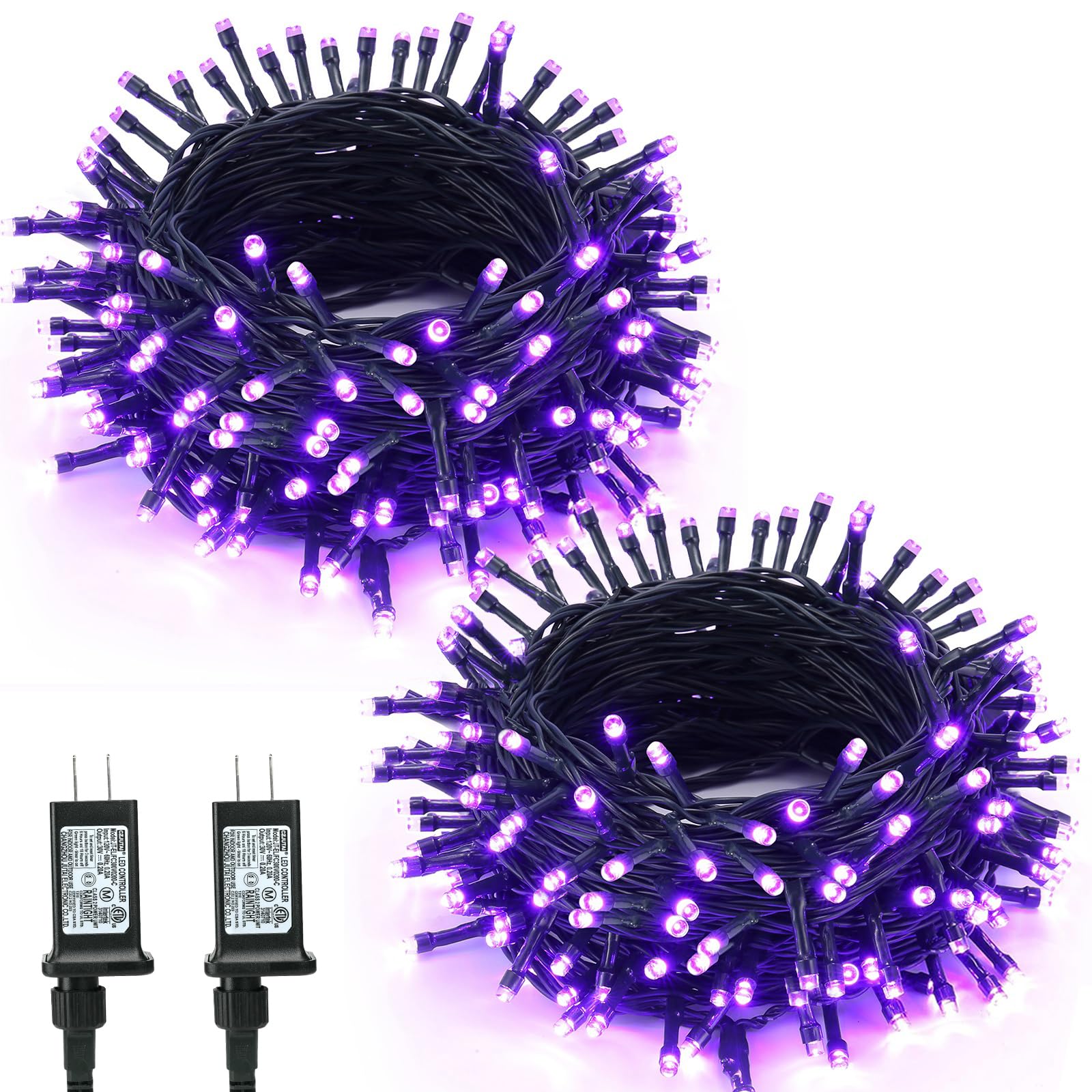 BrizLabs Purple Halloween String Lights, 240 LED, 78.74ft, 2 Pack, Waterproof, 8 Modes, Plug-in, Model GP-SW290DC0209-IP44