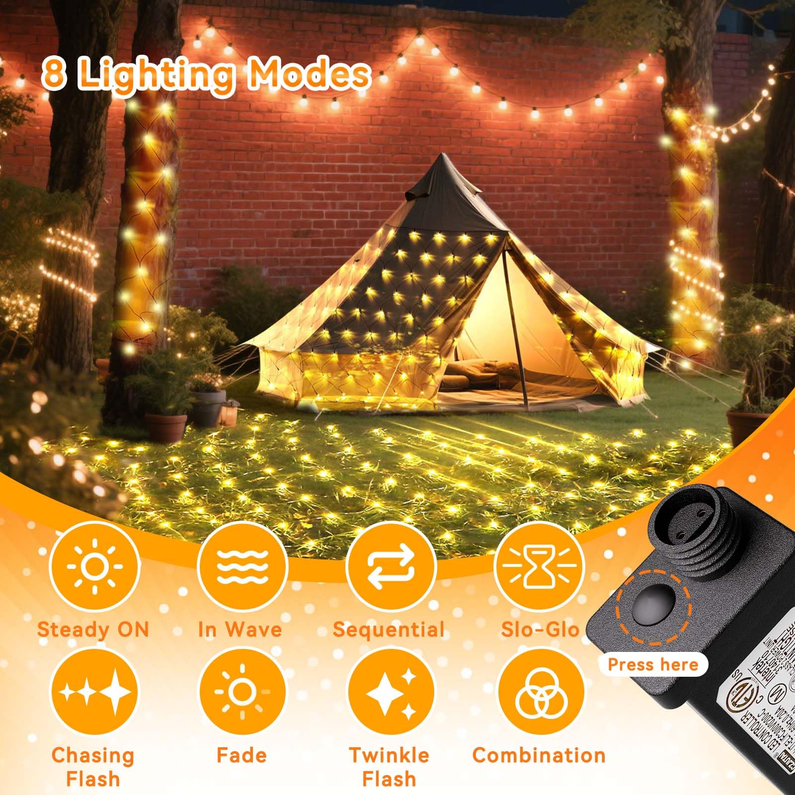 Lithome 21Ft X 5Ft Christmas Net Lights Outdoor Mesh Lights  360 Led Warm White Net Light 8 Modes Connectable  Waterproof Giant Christmas Mesh Light Green Wire For Bushes Garden Yard Party Tree Decor