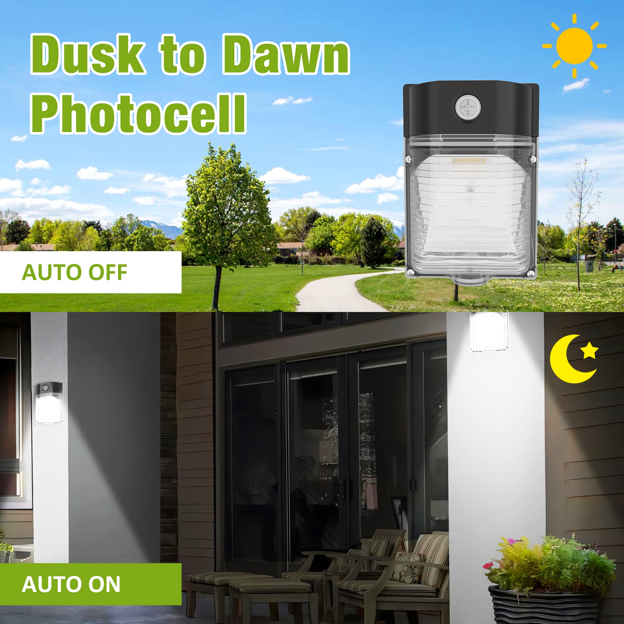 Yxl 2Pack 30W 3600Lm Led Wall Pack Lights With Dusk To Dawn Photocell, Ac100-277V 5000K Wall Pack Lights Outdoor Led, Ip65 Waterproof, Etl Listed, For Porch Garden Garage Warehouse Security Lighting