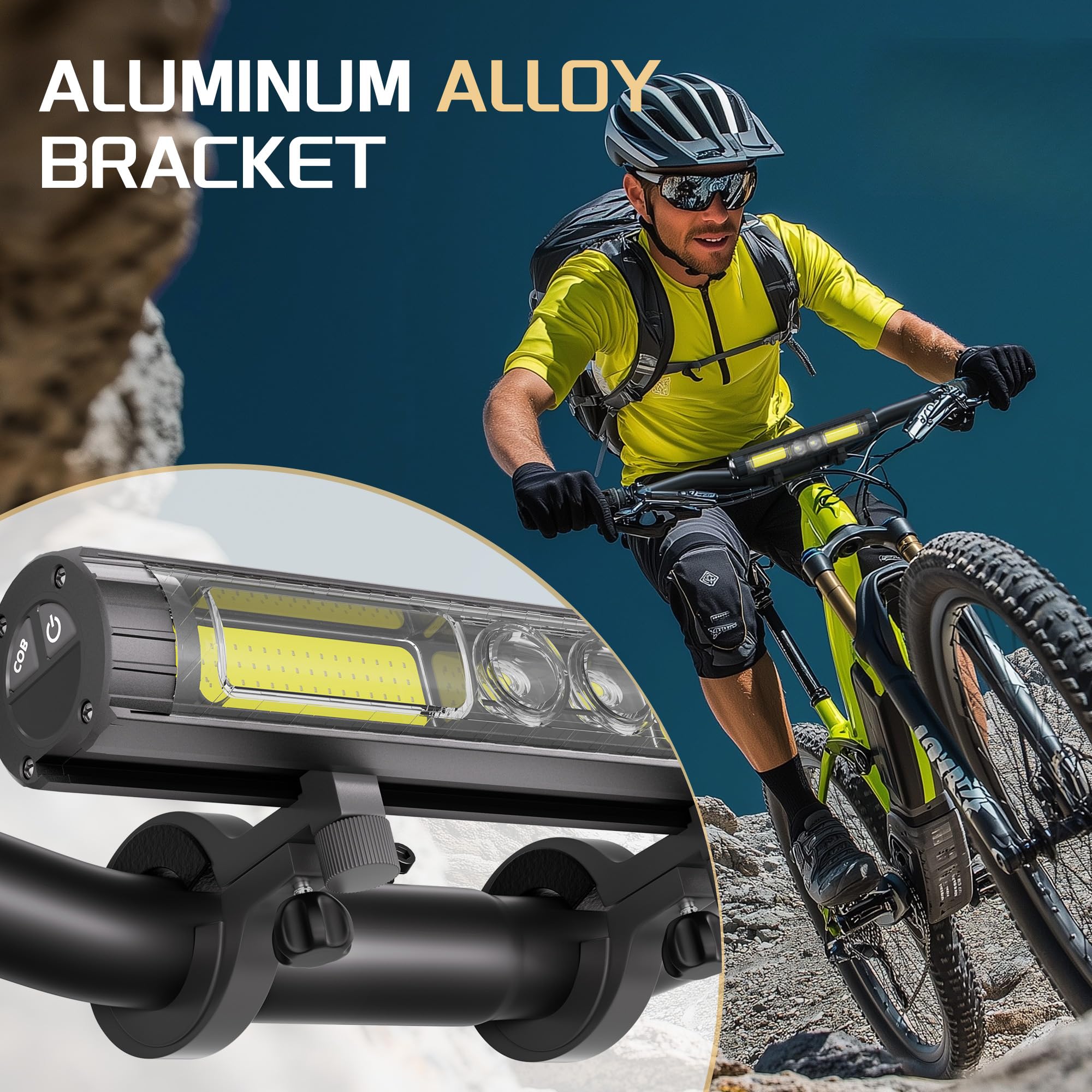 Easymaxx LED Bike Lights, Rechargeable Headlight, 8 Modes, Waterproof, Black