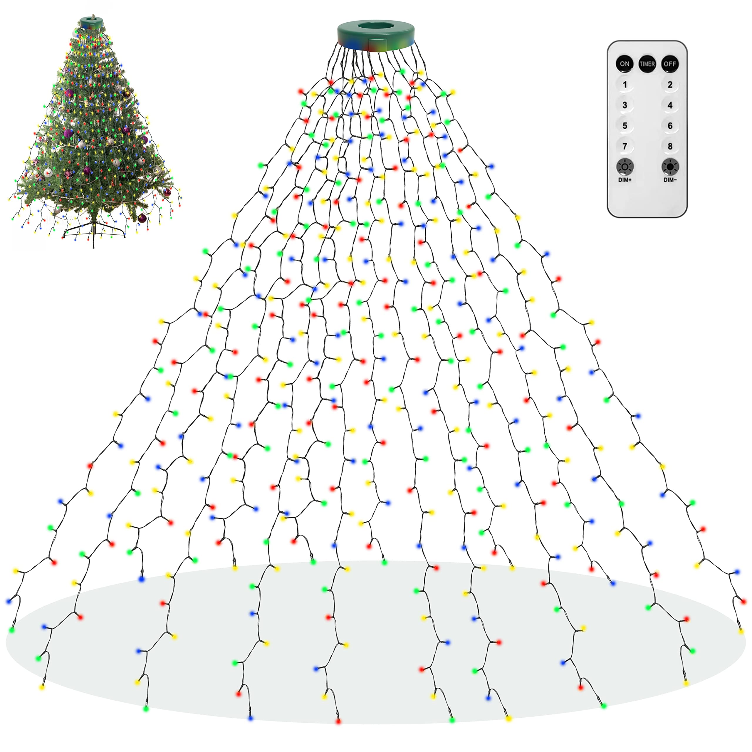 aneeway LED Christmas Tree Lights, 400 LEDs, 8 Modes, Remote Control, 6.6FT, Multicolor, Model SW-LSL-02-400