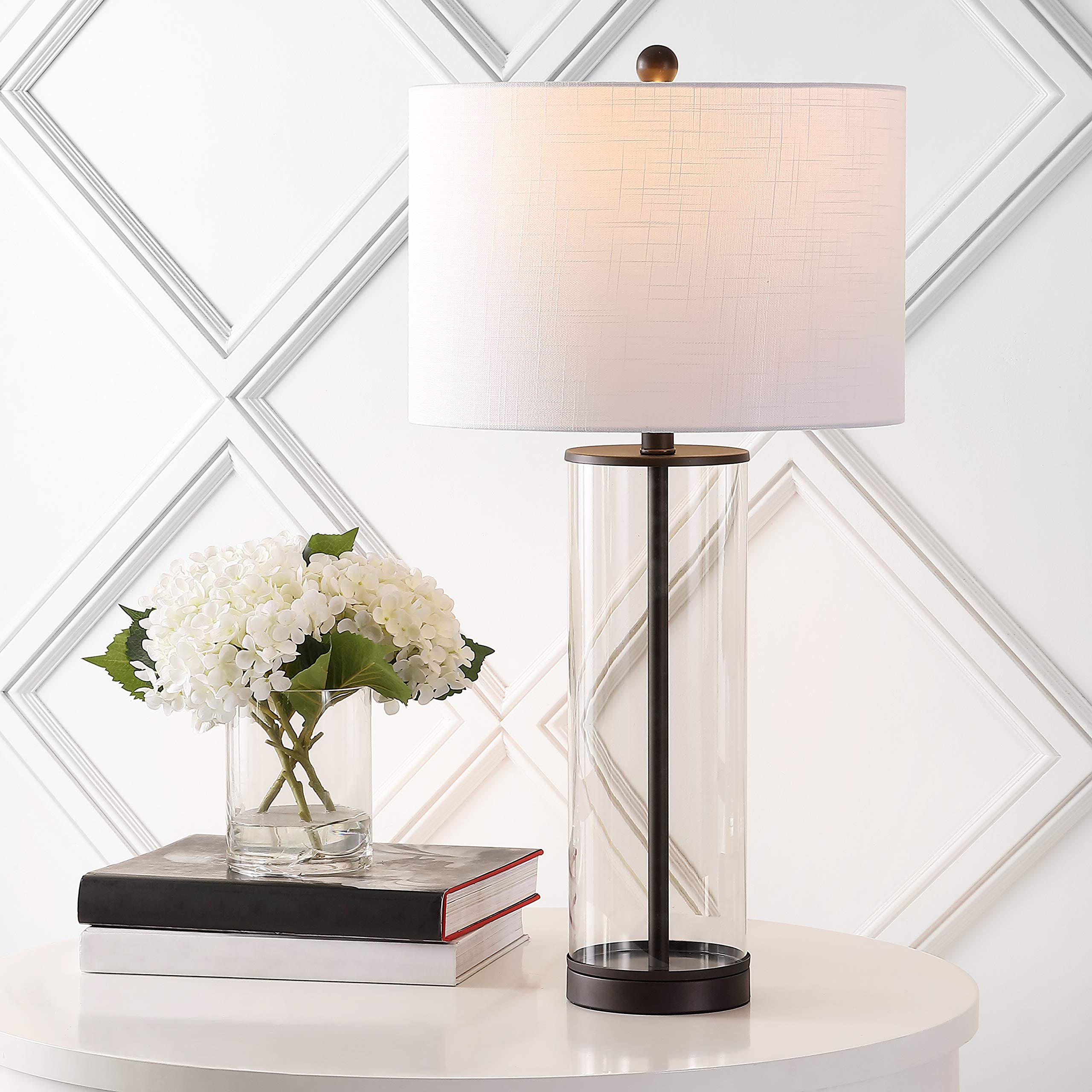 JONATHAN Y Collins 29" Glass LED Table Lamp, Oil Rubbed Bronze/Clear, Modern Design for Bedroom, Living Room, Office, Model JYL2005B