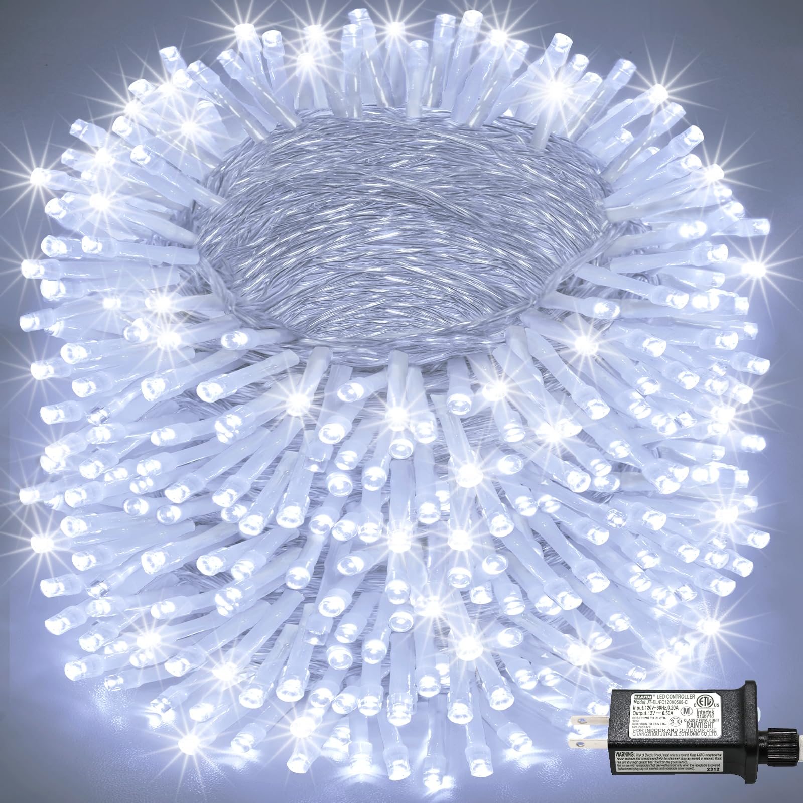 Nielfoi 800 Led Christmas Lights Outdoor Indoor  Christmas String Lights Indoor With 8 Modes Waterproof  Plug In Twinkle Fairy Lights Clear Wire For Xmas Tree  Patio  Wedding  Party Decor  White