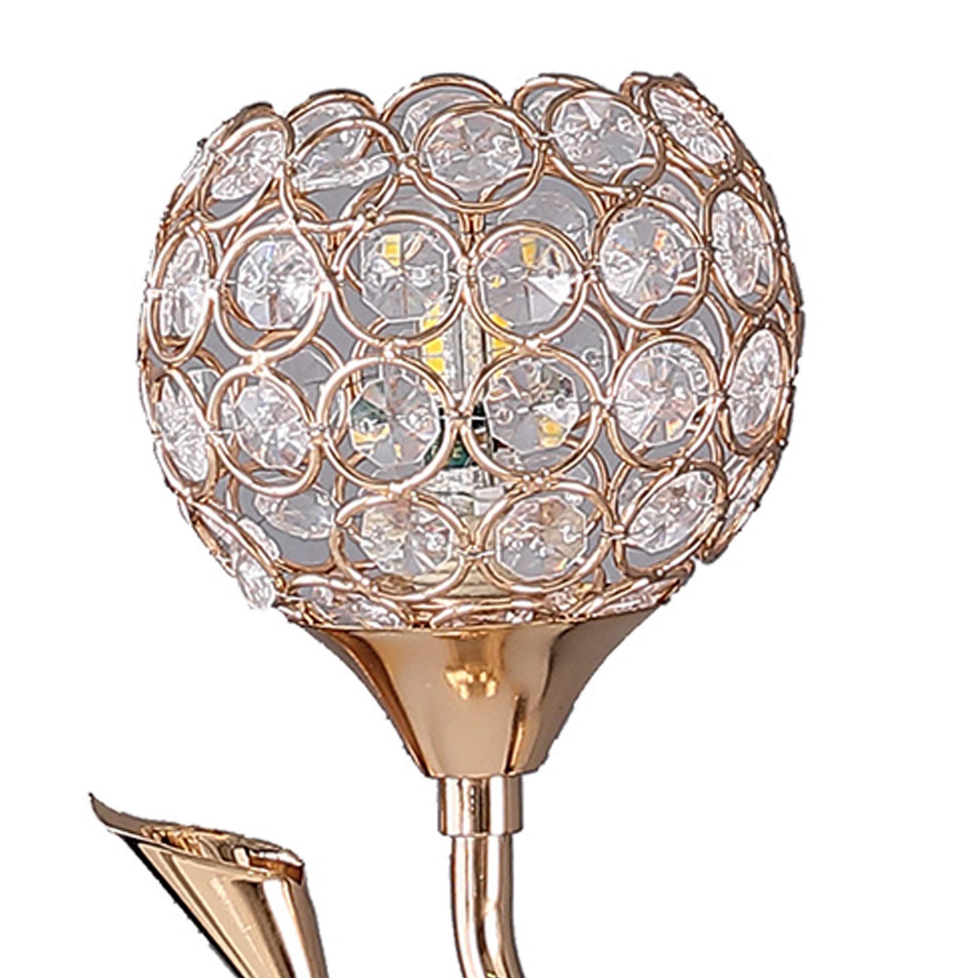 Benjara Bm233924 14 X 4.75 X 6.5 In. Metal Table Lamp With Floral Shade & Acrylic Crystals Gold