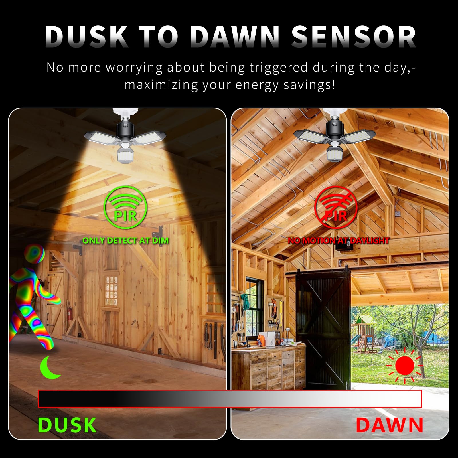 Craftersmark Motion Sensor Garage Light, 80W Garage Lights Ceiling Led Motion Activated,Dusk To Dawn Sensor Lights,Ultra Bright