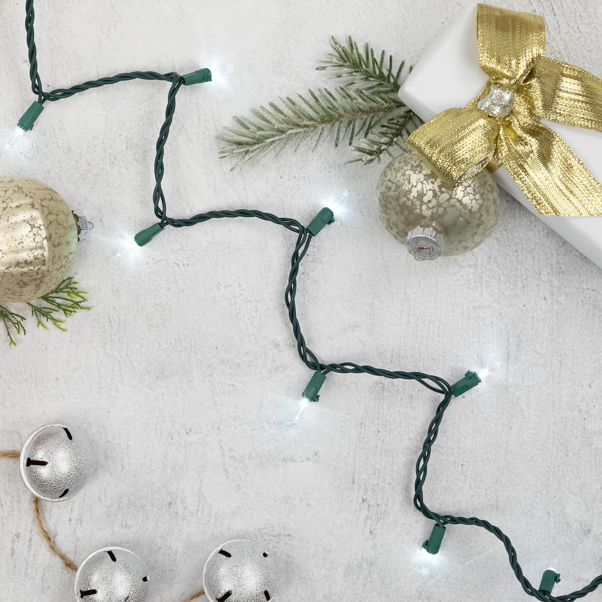 Northlight 35ct White LED Mini Christmas Lights, 11.25ft Green Wire, Plastic, Indoor/Outdoor Use