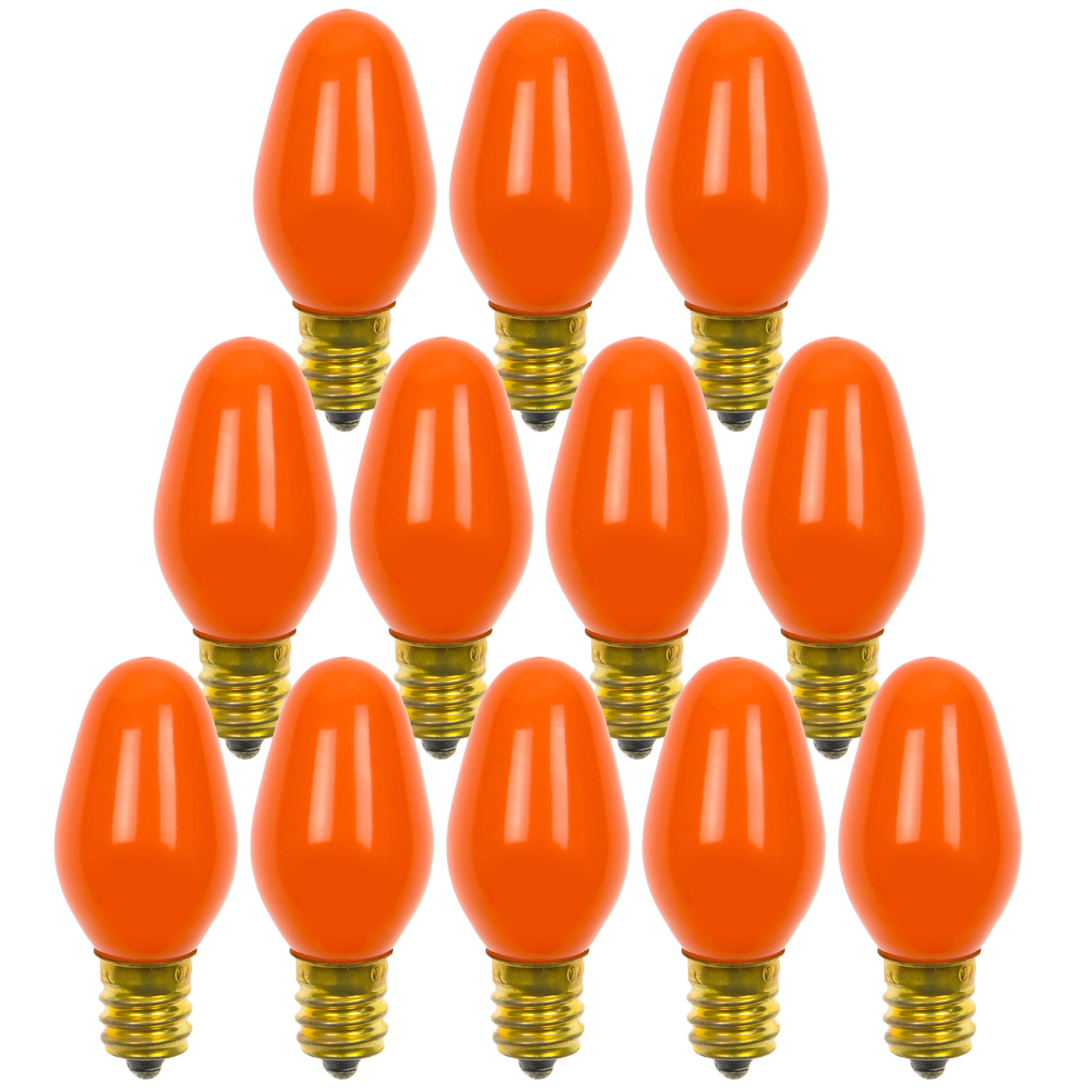 Bluex Bulbs C7 Orange Light Bulb 7 Watt E12 Base Ceramic 12 Pack