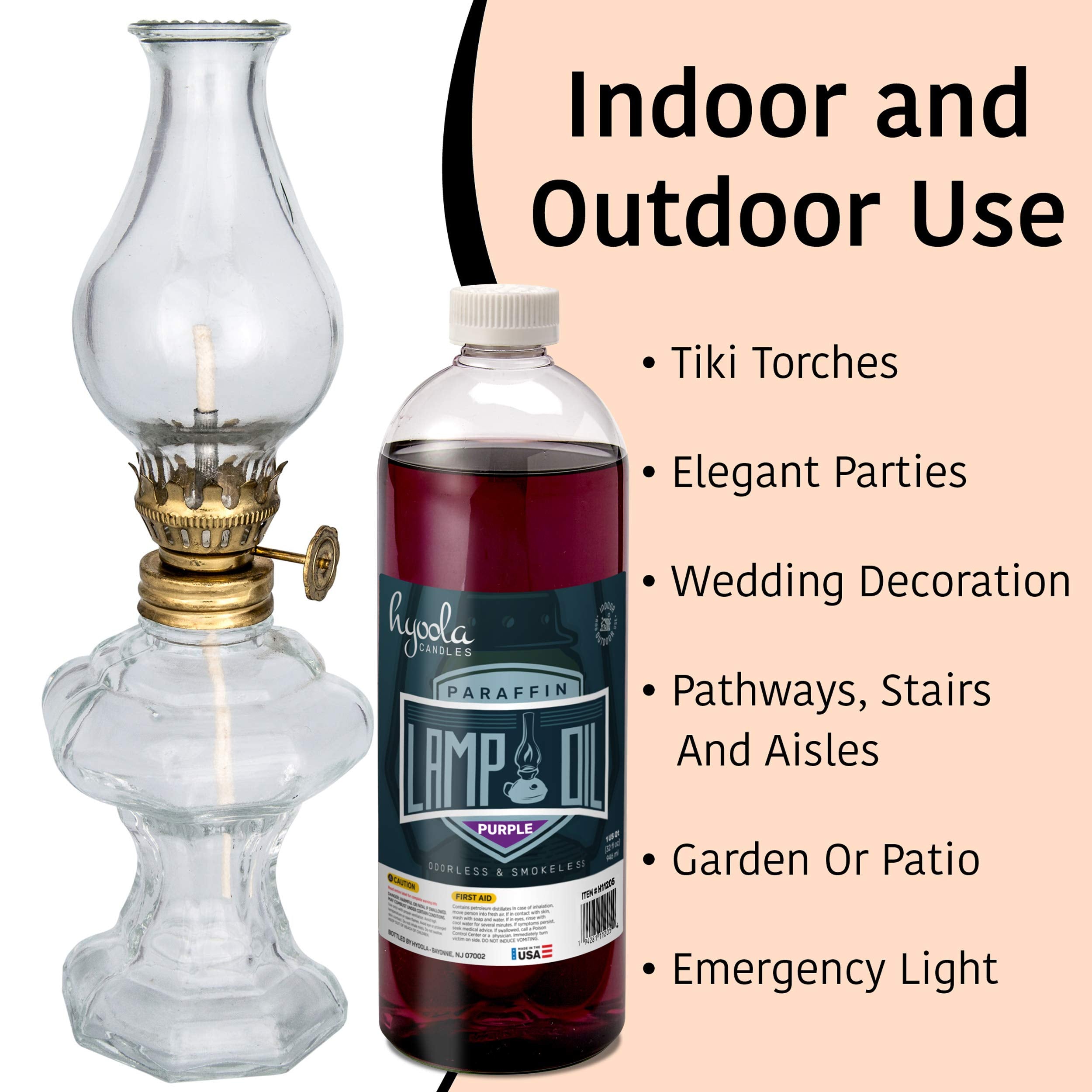 Hyoola Candles Liquid Paraffin Lamp Oil - Purple Smokeless, Odorless, Ultra Clean Burning Fuel For Indoor And Outdoor Use - Highest Purity Available - 32Oz