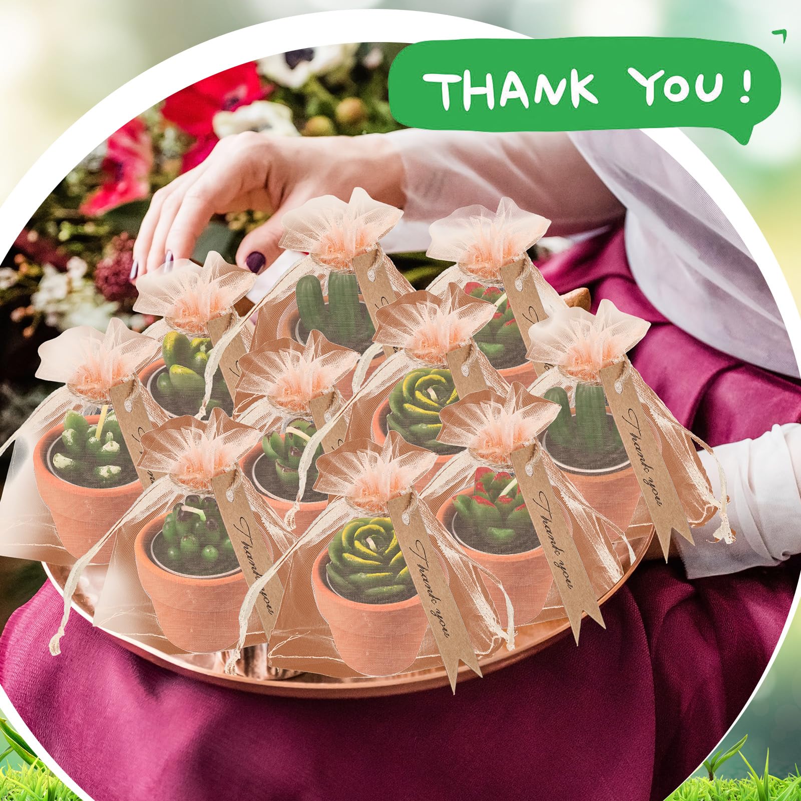 Mtlee 36 Pcs Succulent Candles Decorative Cactus Tealight Candle Tea Lights Handmade Baby Shower Candle Decorations Plant Candle With Mini Terracotta Clay Candle Holders For Wedding Home Party Decor