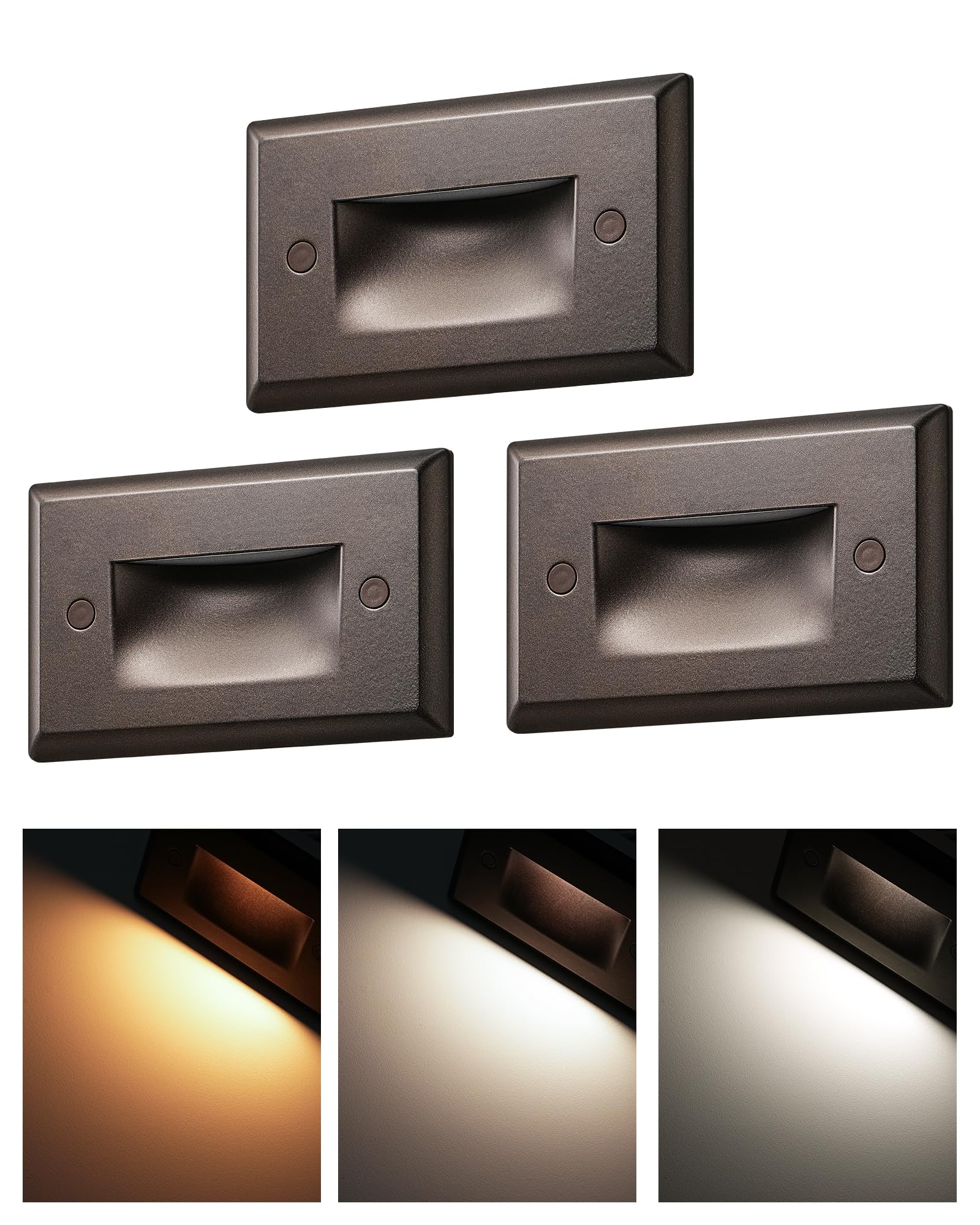 EDISHINE Indoor Stair Lights, 120V 2.5W 150LM, IP65 Waterproof, Aluminum, 4.69inx2.9inx1.53in, Oil-Rubber