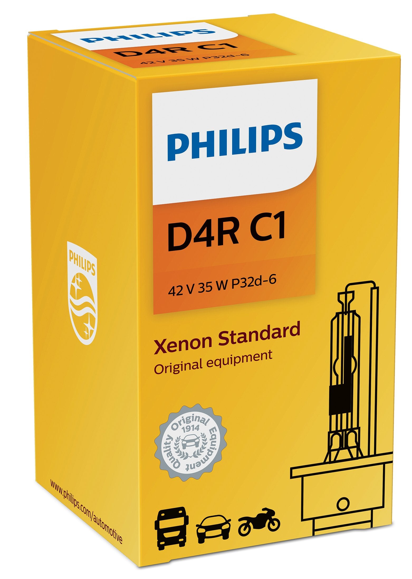 Philips 42406C1 D4R Standard Xenon HID Headlight Bulb, 1 Pack