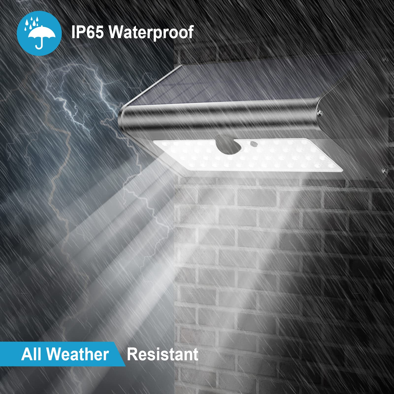 SECUROAD Solar Motion Sensor Light, 1100 Lumens, IP65 Waterproof, Aluminum, Daylight, Model HBT-1606BP, 1 Pack