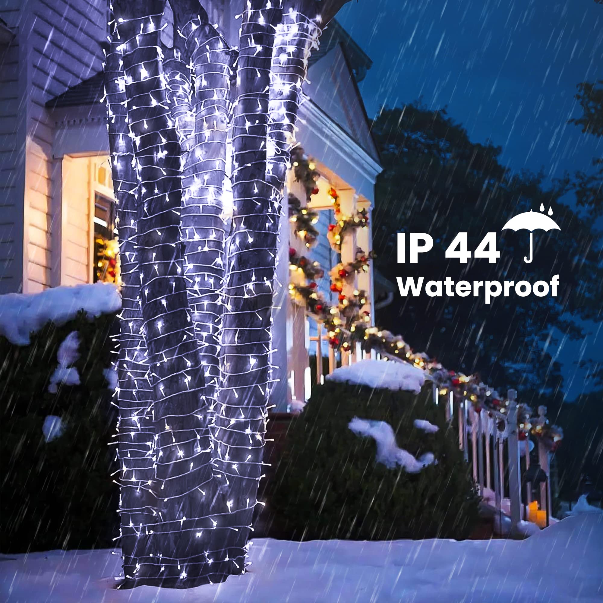 175Ft Christmas Lights Outdoor, 500 Led Christmas String Lights With 8 Modes, Timer, Waterproof Fairy Twinkle Lights For Christmas Party, Garden, Wedding, Holiday, Xmas Tree Decorations (White)