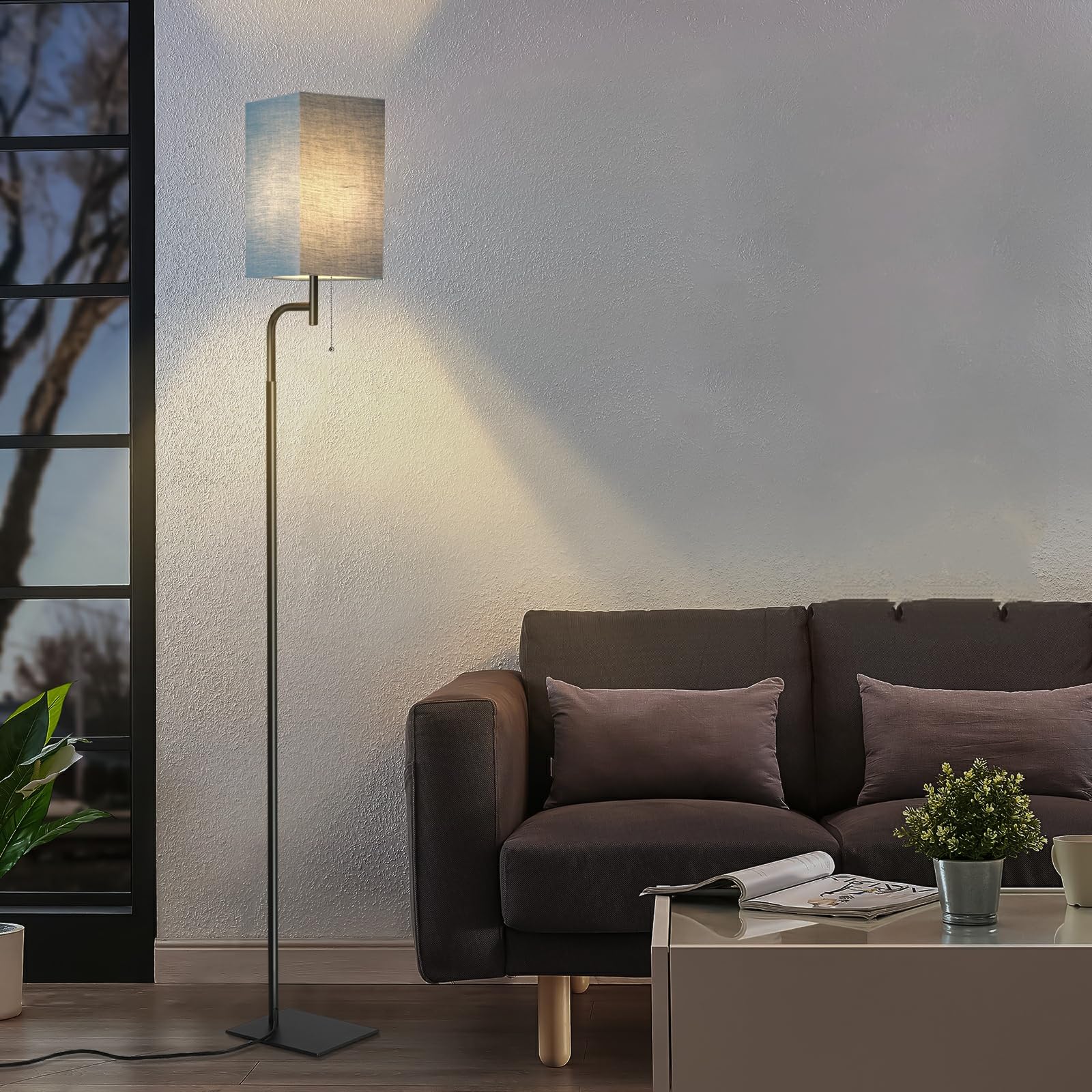 Iporovon Floor Lamp Modern Standing Lamp, 3 Color Temperatures, Metal, Blue, Model FL-230217-B