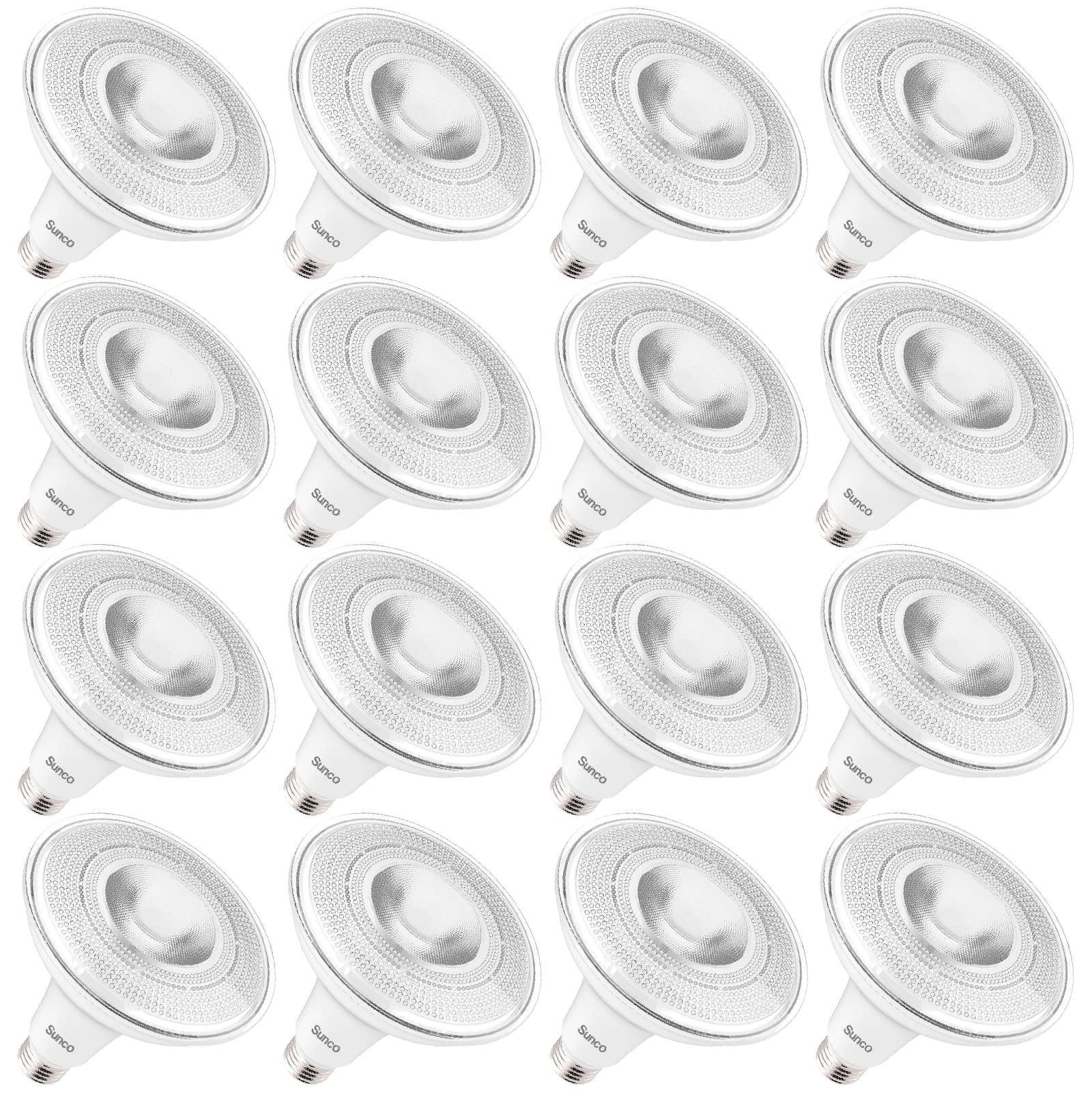 Sunco 16 Pack Outdoor Flood Light Bulb Led Par38, Exterior Spotlight Bulbs, Weatherproof, 1050 Lm, 13W (100W Equivalent), 3000K 