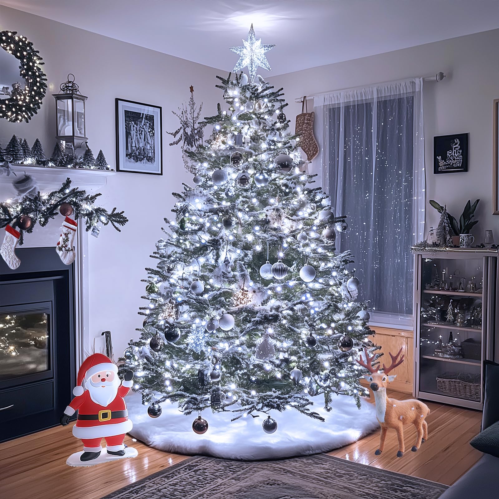 JMEXSUSS 200 LED Christmas Lights, 66ft Connectable, Waterproof, Green Wire, White, Model EXS-S-0200