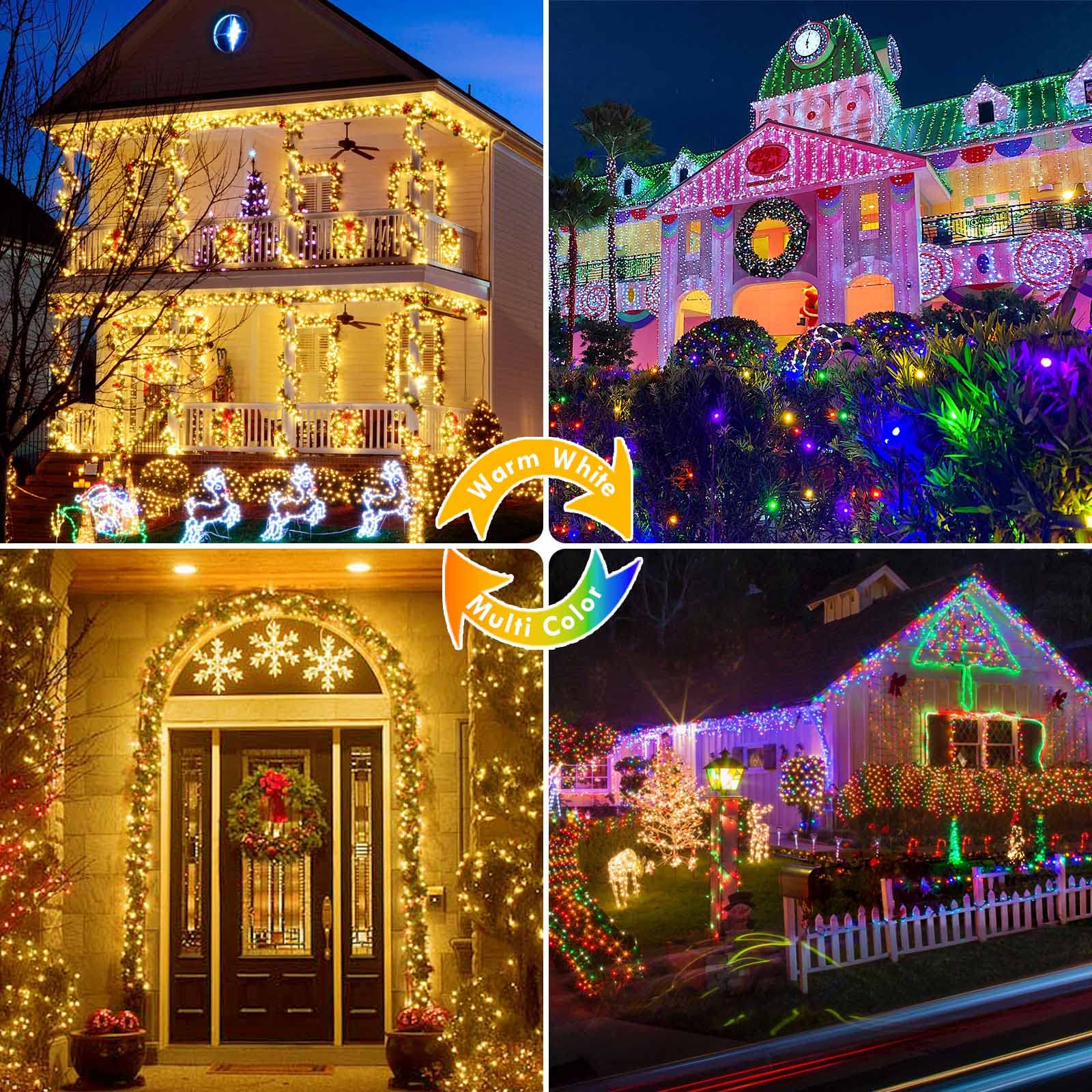 66Ft 200 Led Color Changing Christmas String Lights With Remote & Timer & Memory Function, 11 Lighting Modes Waterproof Fairy St