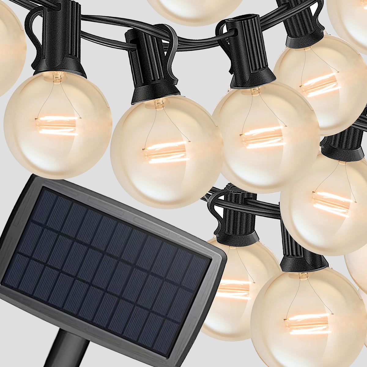 Zyk Solar String Lights Waterproof Led Indoor/Outdoor Hanging Umbrella Lights With 25 Bulbs - 27 Ft Patio Lights For Deck Yard T