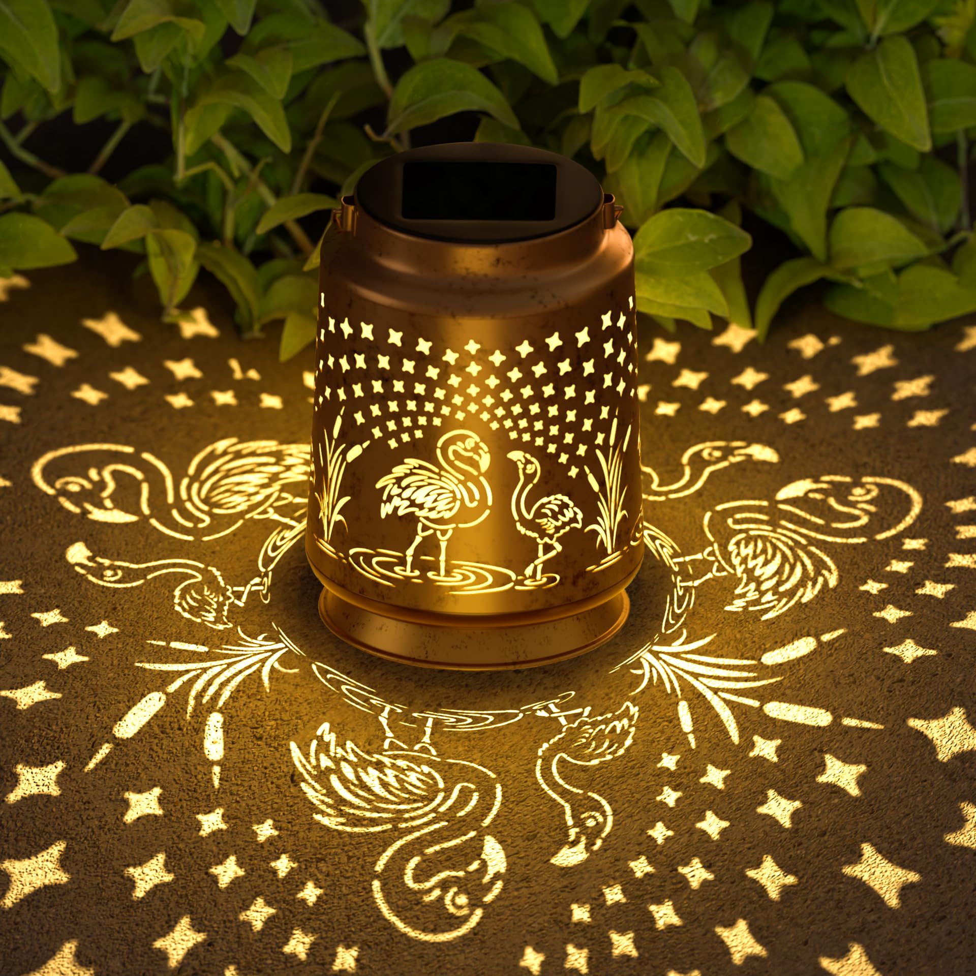Flamingo Solar Lantern for Garden Outdoor Decor - Hanging Metal Light Decoration for Patio  Yard  Lawn  Pathway  Backyard - Birthday Gift for Mom  Women  Grandma