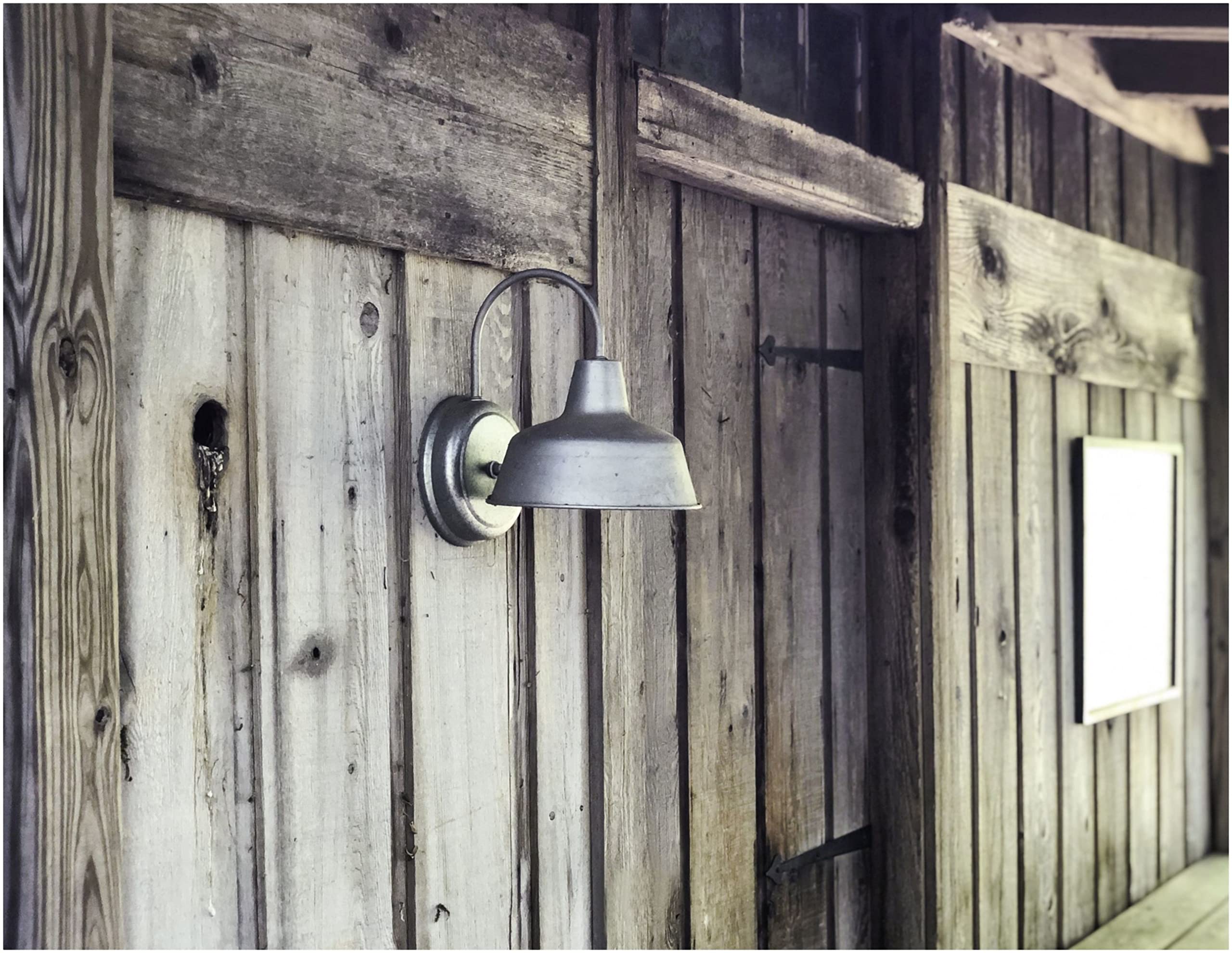 Design House Mason Barn Light - Indoor/Outdoor Wall Mount, 8in Galvanized, Modern Industrial Farmhouse, Model 520965