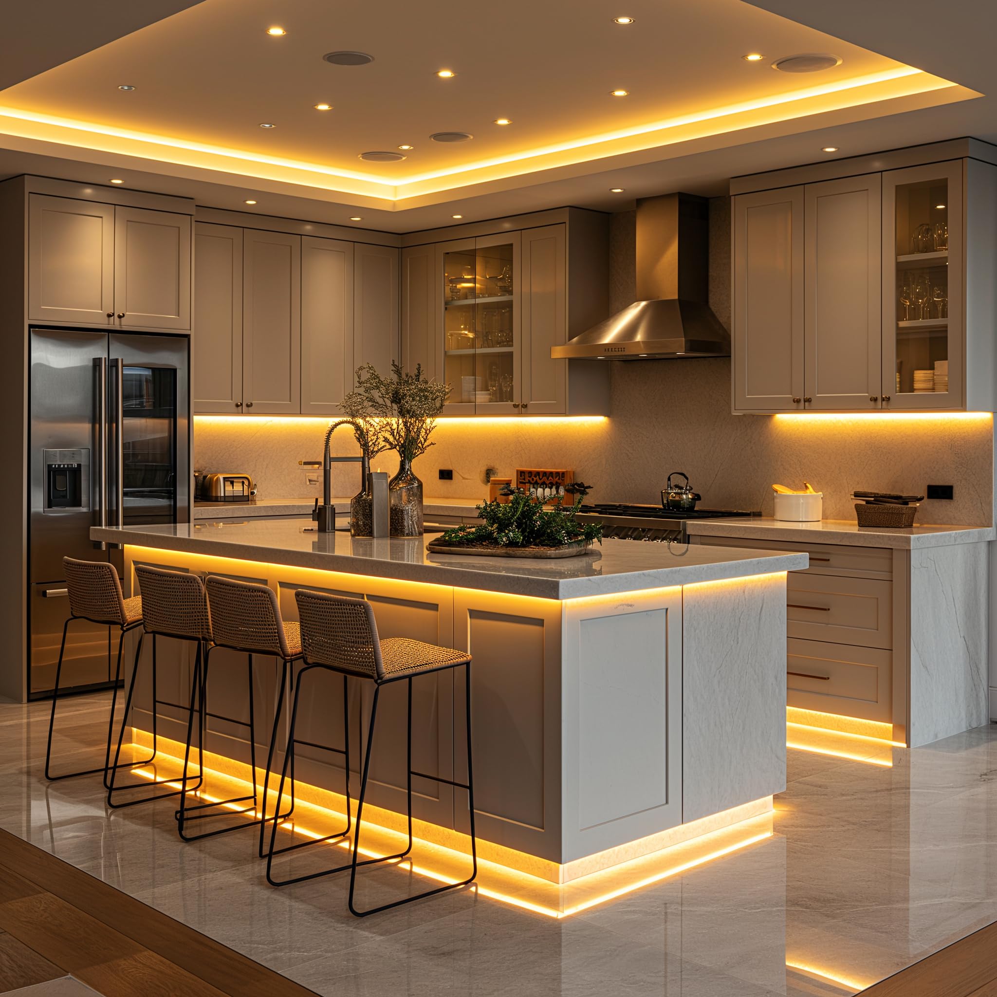 UVTaoYuan LED Strip Lights 5V USB 320 LEDs 3000K Warm White 3.28FT 2-Pack