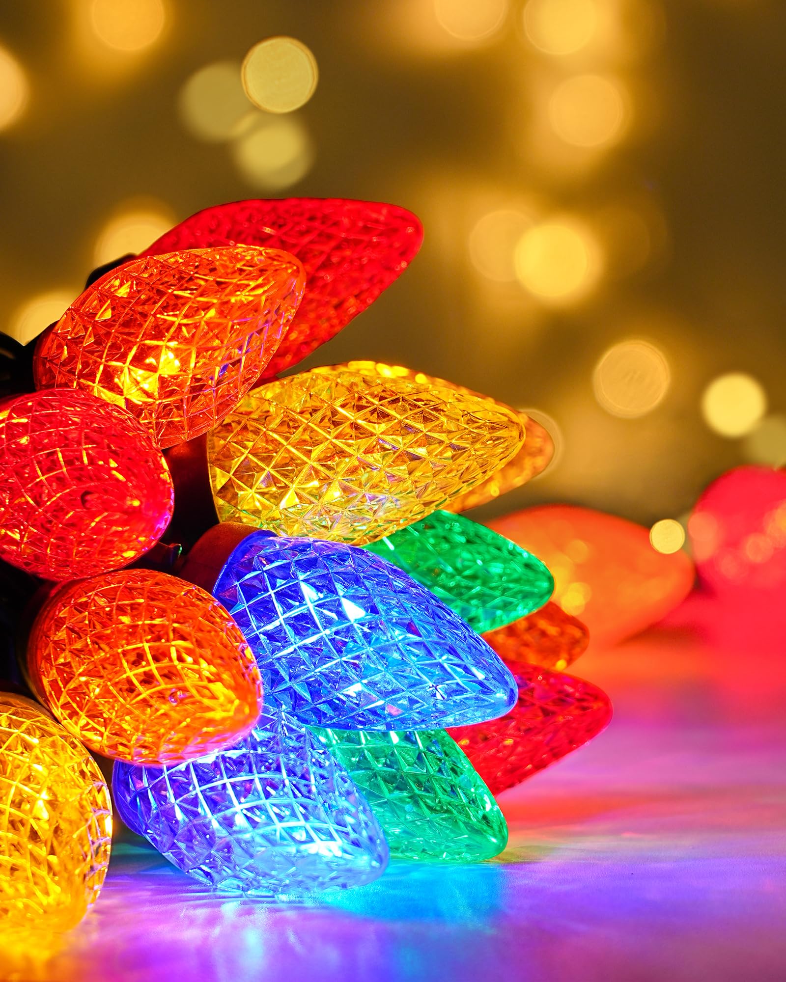 SURAIELEC Christmas Lights Outdoor, 2 Pack C9 Christmas String Lights(Total 68FT 100 LED), Multi Colored Decorative Lights Stran