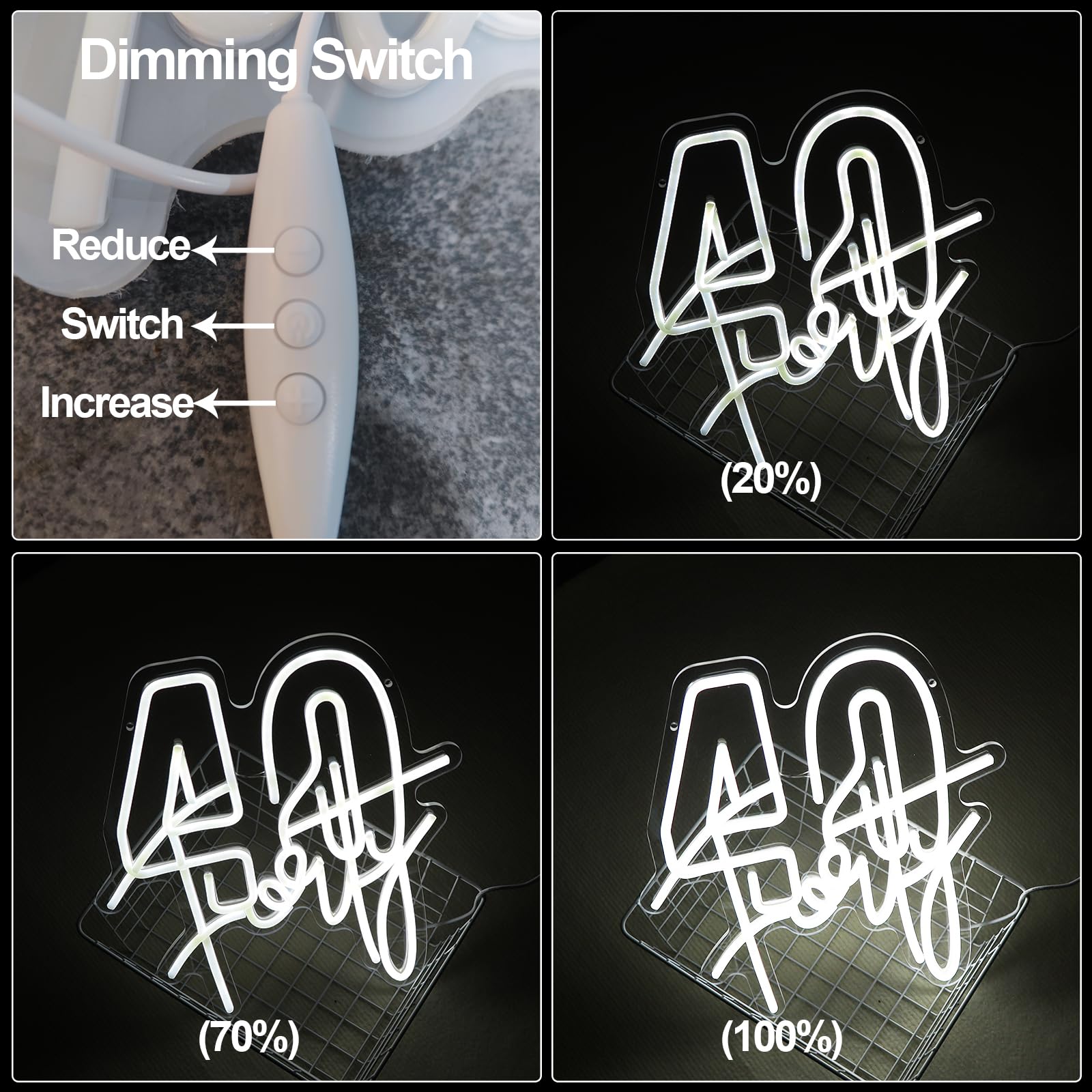 Jesalah White Neon Sign - 40th Birthday Gift LED Night Light, 13.78"x12.99", USB, Ideal for Women, Weddings, Engagements, and Parties