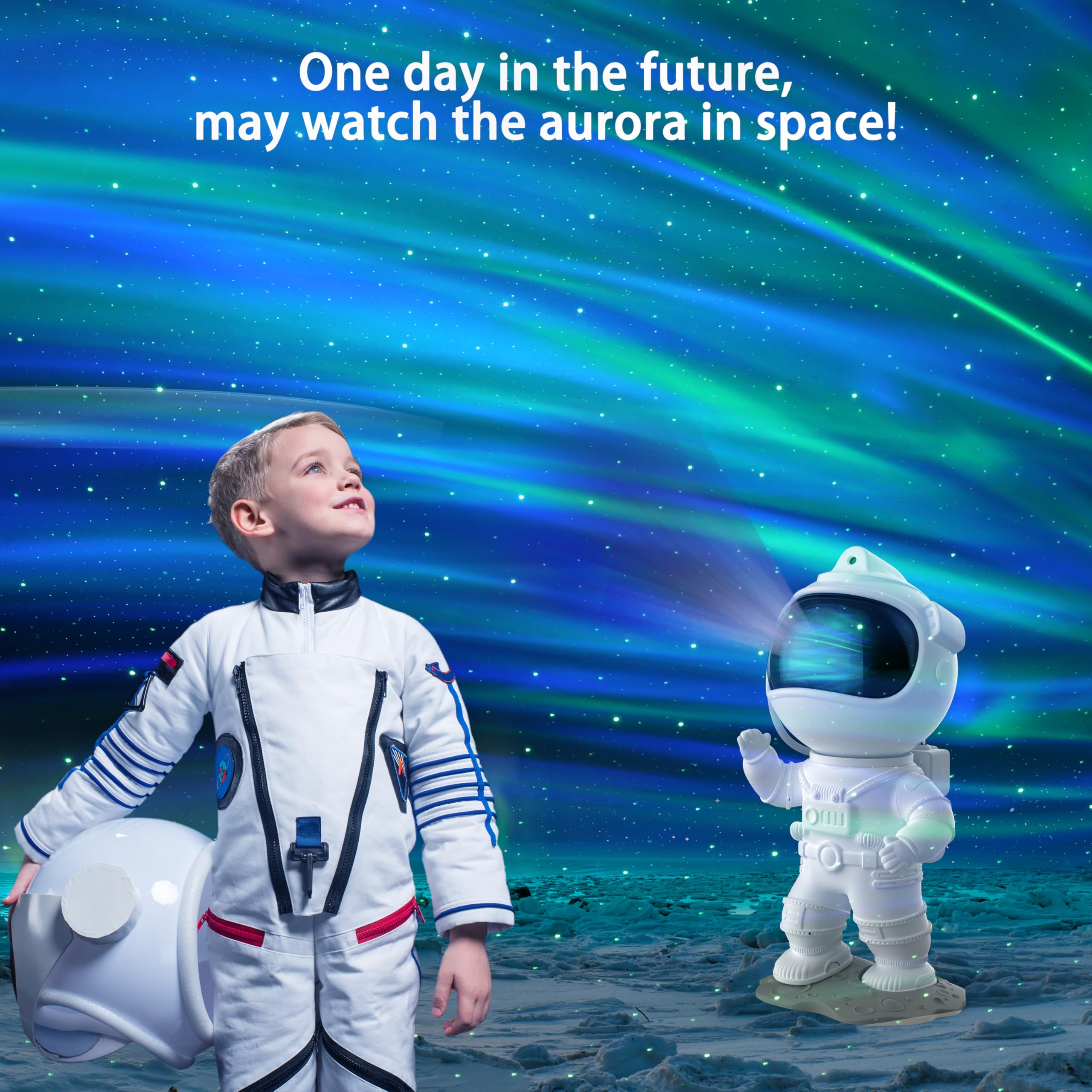Itayak Astronaut Northern Lights Star Projector with Timer & Remote - White Galaxy Night Light for Kids & Adults Room Decor