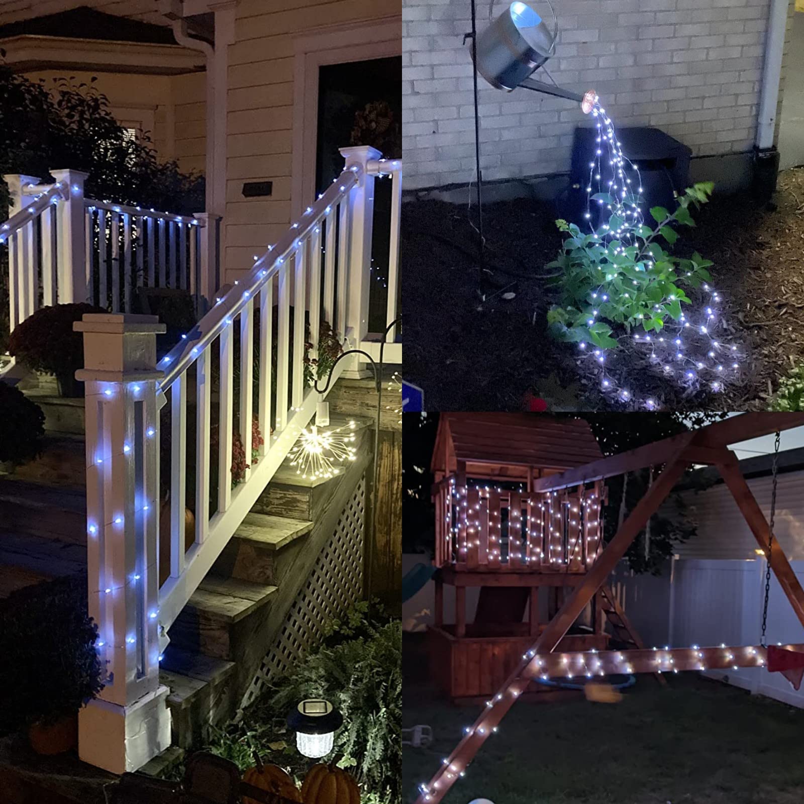 Yeguo 33Ft White Solar Christmas Lights, 100 Led Waterproof Fairy String Lights, 8 Modes