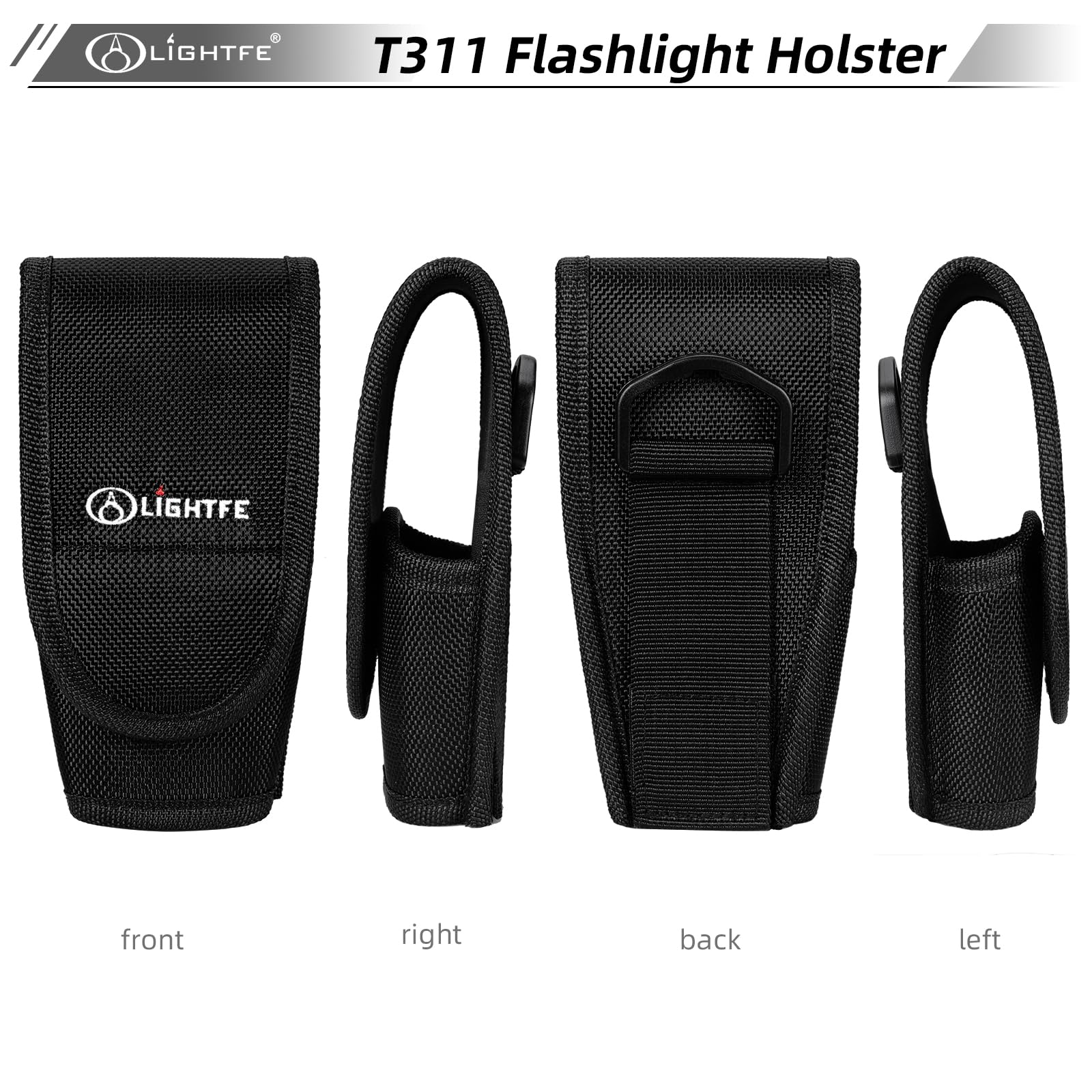 Flashlight Holster T311 Flashlight Pocket Nylon Cover, Suitable For Flashlights With Head Diameter Greater Than 1.7 Inches (43Mm