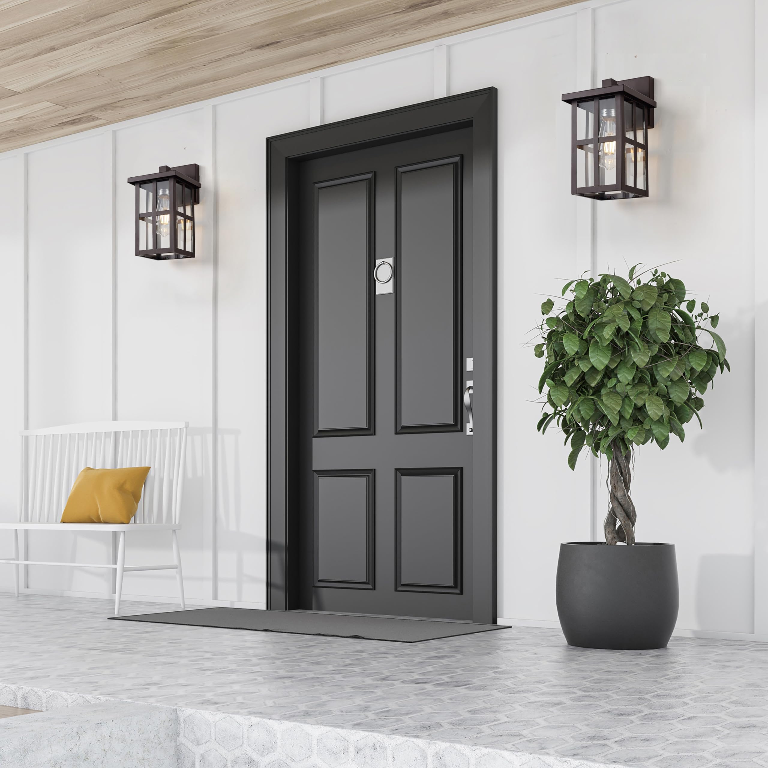 MICSIU Outdoor Wall Lantern, 11" Oil Rubbed Bronze, Waterproof Clear Glass, Wall Mount for House, Garage, Porch, Model 700207-210