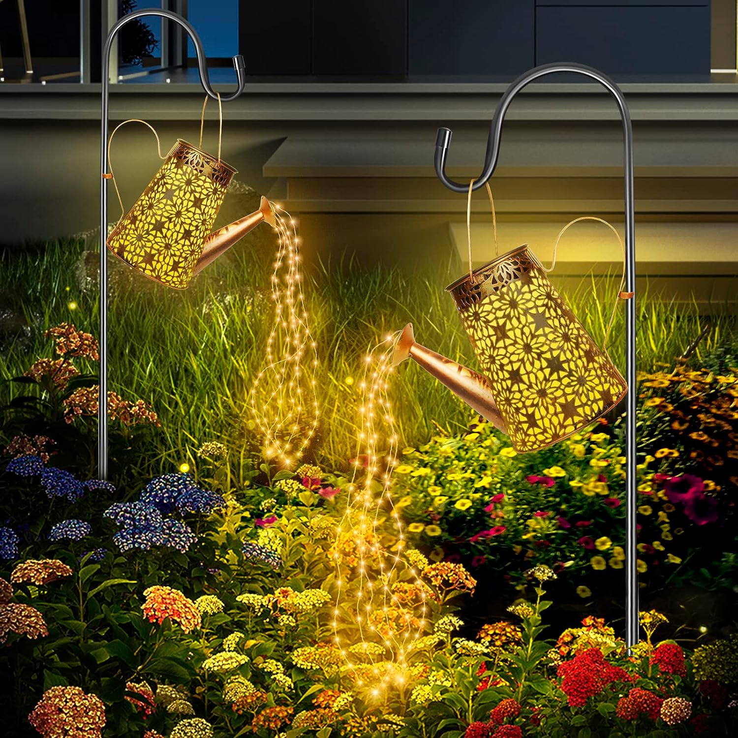 Forlivese Solar Watering Can Lights - 2Pcs Waterproof 36Led Outdoor Garden Decor, Yellow