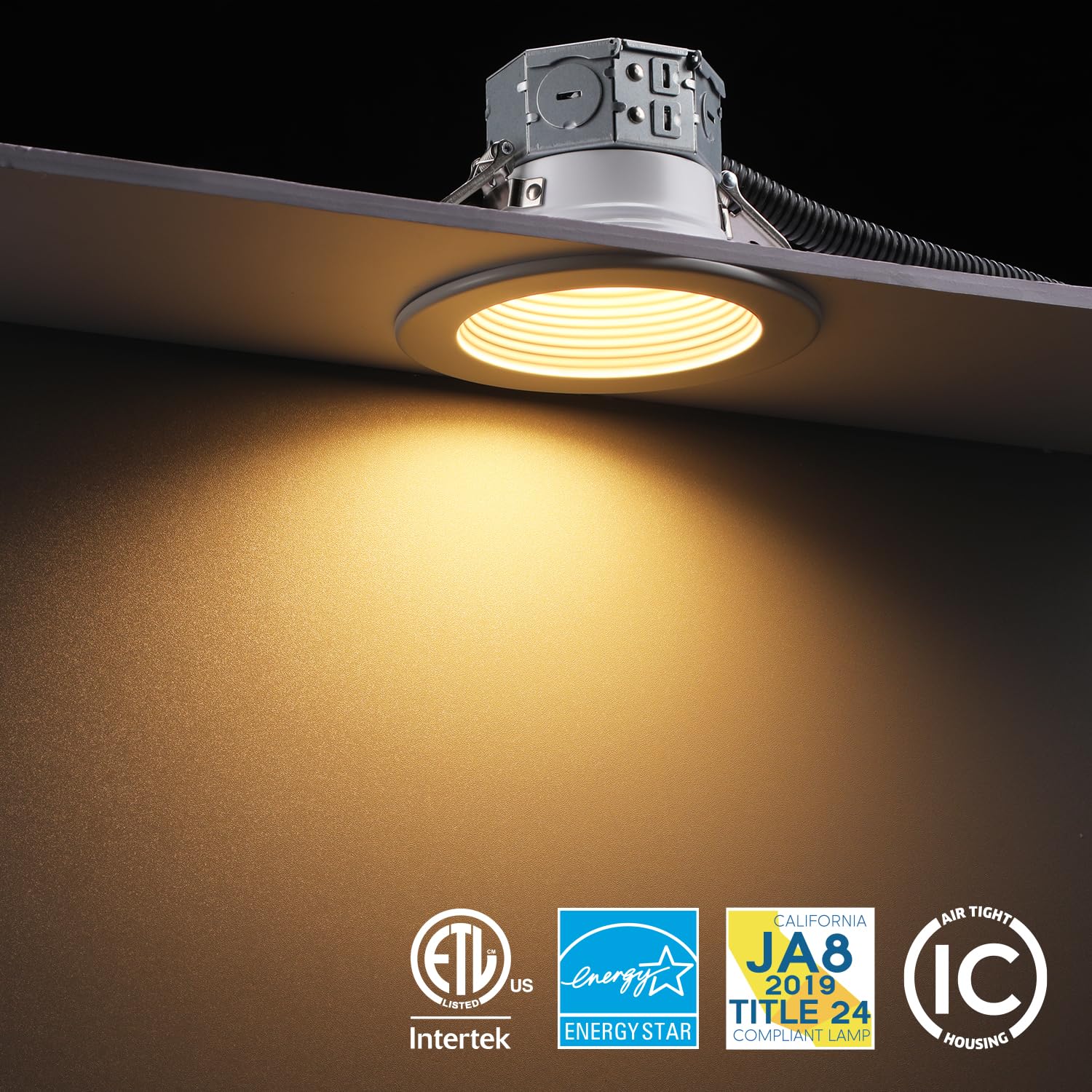 TORCHSTAR 4 Inch LED Recessed Lighting, 5CCT Dimmable, Anti-Glare, ETL Rated, Model 99059, White
