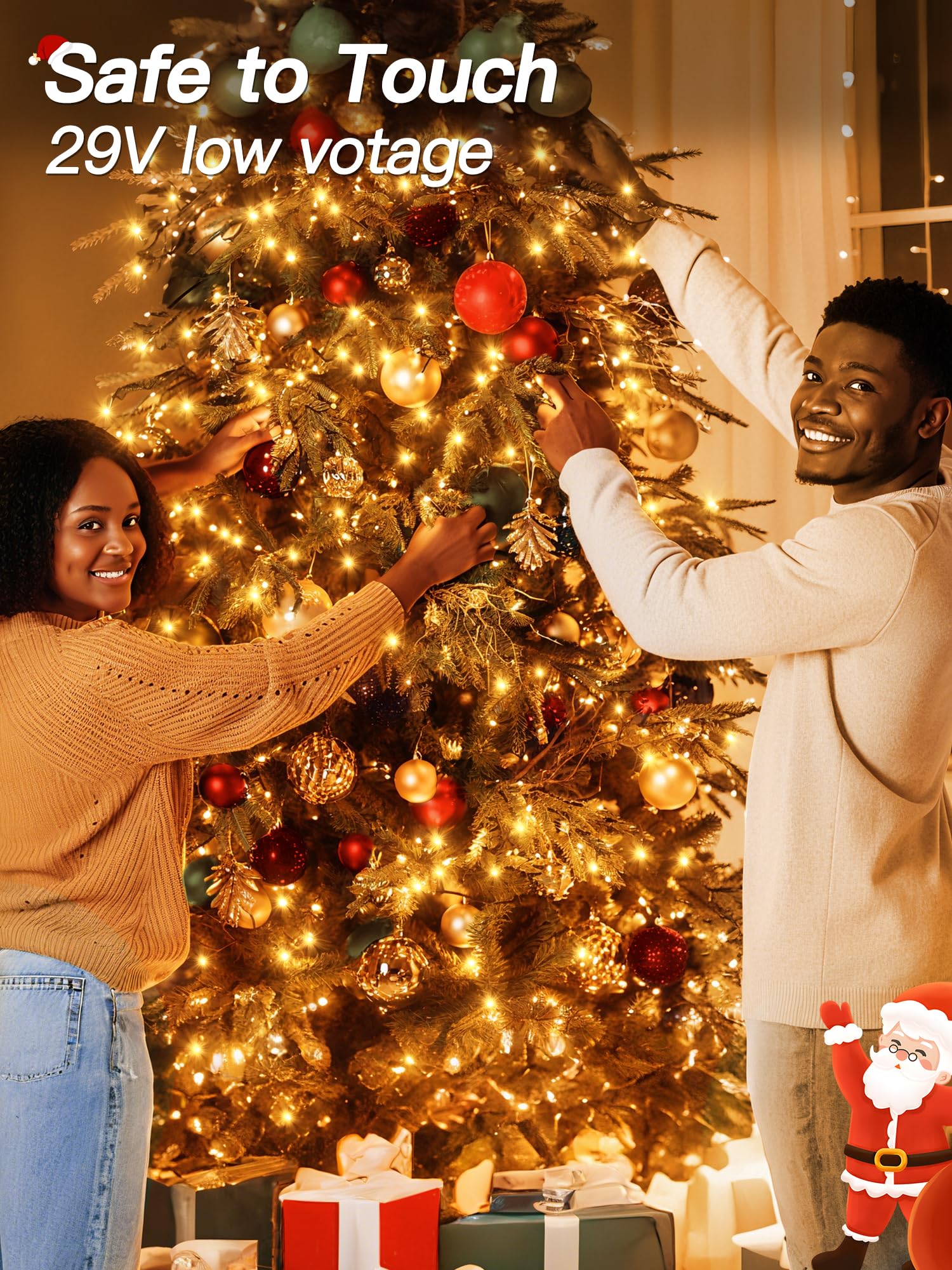 Guhope Christmas Lights 66Ft 200 Led  Christmas Tree Light With 8 Lighting Modes  Outdoor Waterproof String Lights With Remote And Timer  Fairy Light For Holiday Decor (Warm White)