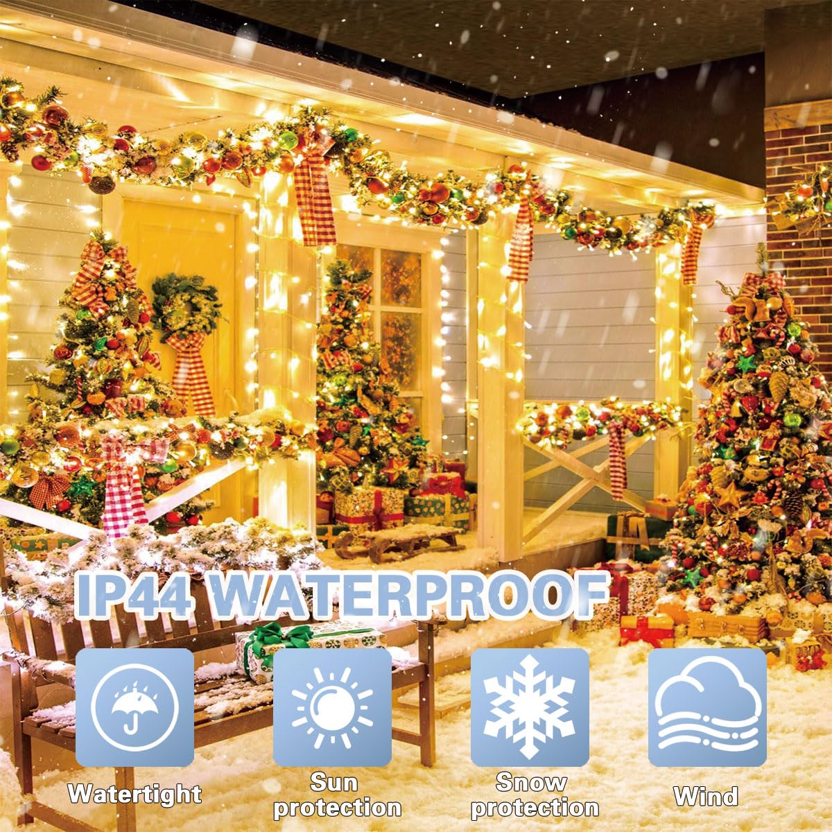 Lamphome 33Ft Golden Christmas Decorative Mini Lights  100 Led Transparent Wire Fairy Starry String Lights Plug In  11 Lighting Modes  For Indoor Outdoor Xmas Tree Wedding Party Decoration (Yellow)