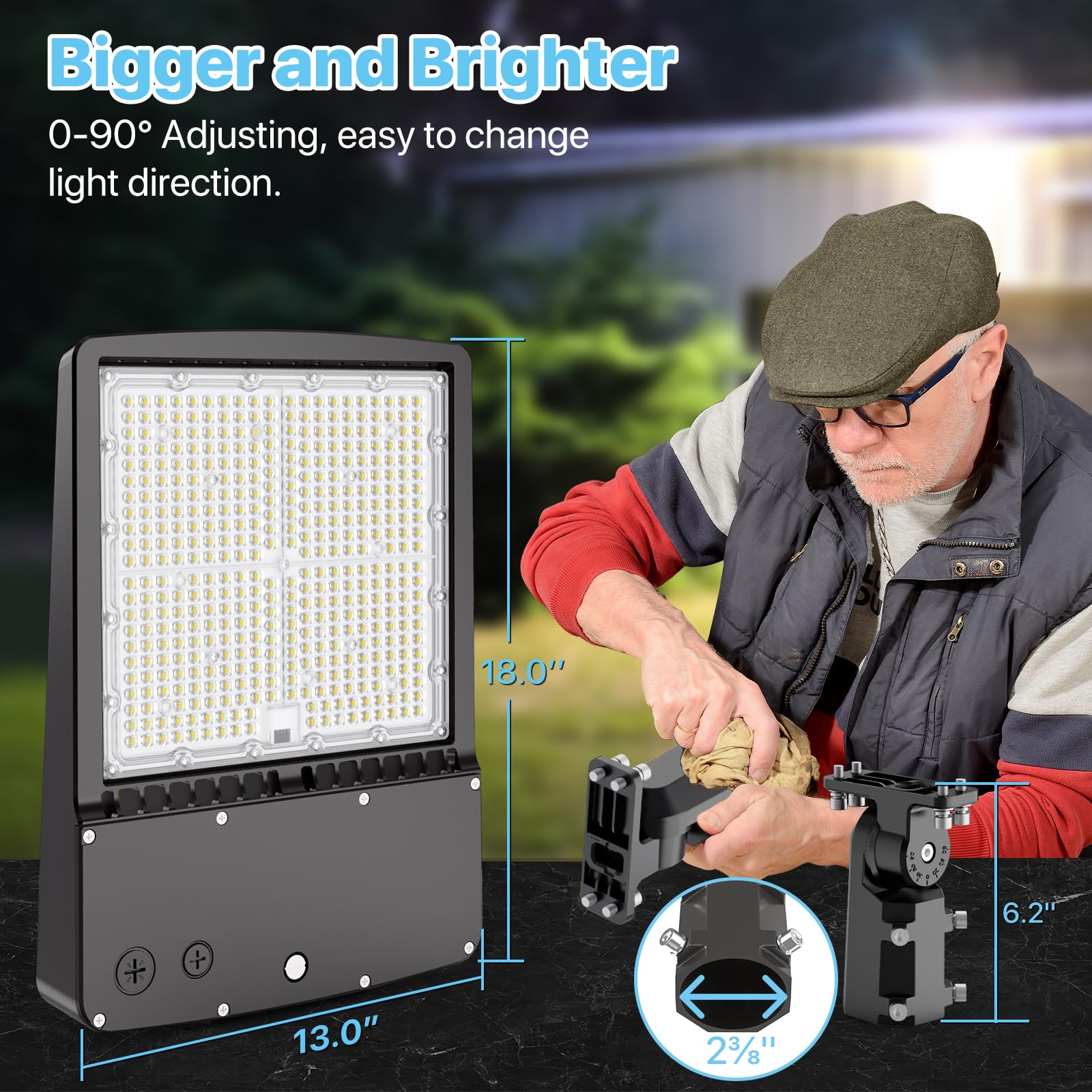 HYPERLITE 300W LED Parking Lot Lights 45000lm 5000K Bronze Aluminum Model SAZE-300WSFM-1PC with Photocell