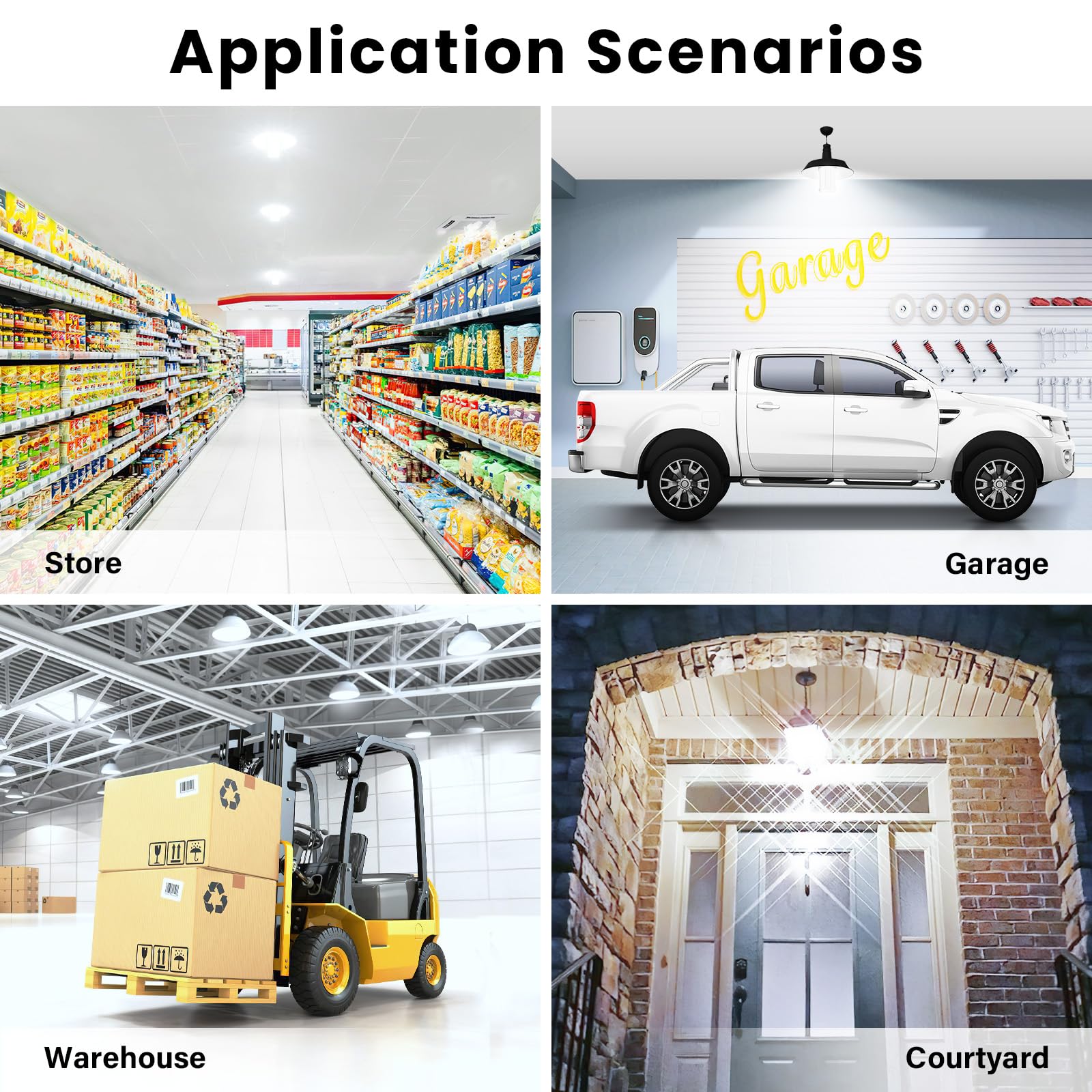 2 Pack 600W Equivalent Led Corn Bulb 6500 Lumen Super Bright E26/E39 Base Led Bulbs 6500K Daylight White 50W Corn Garage Light B