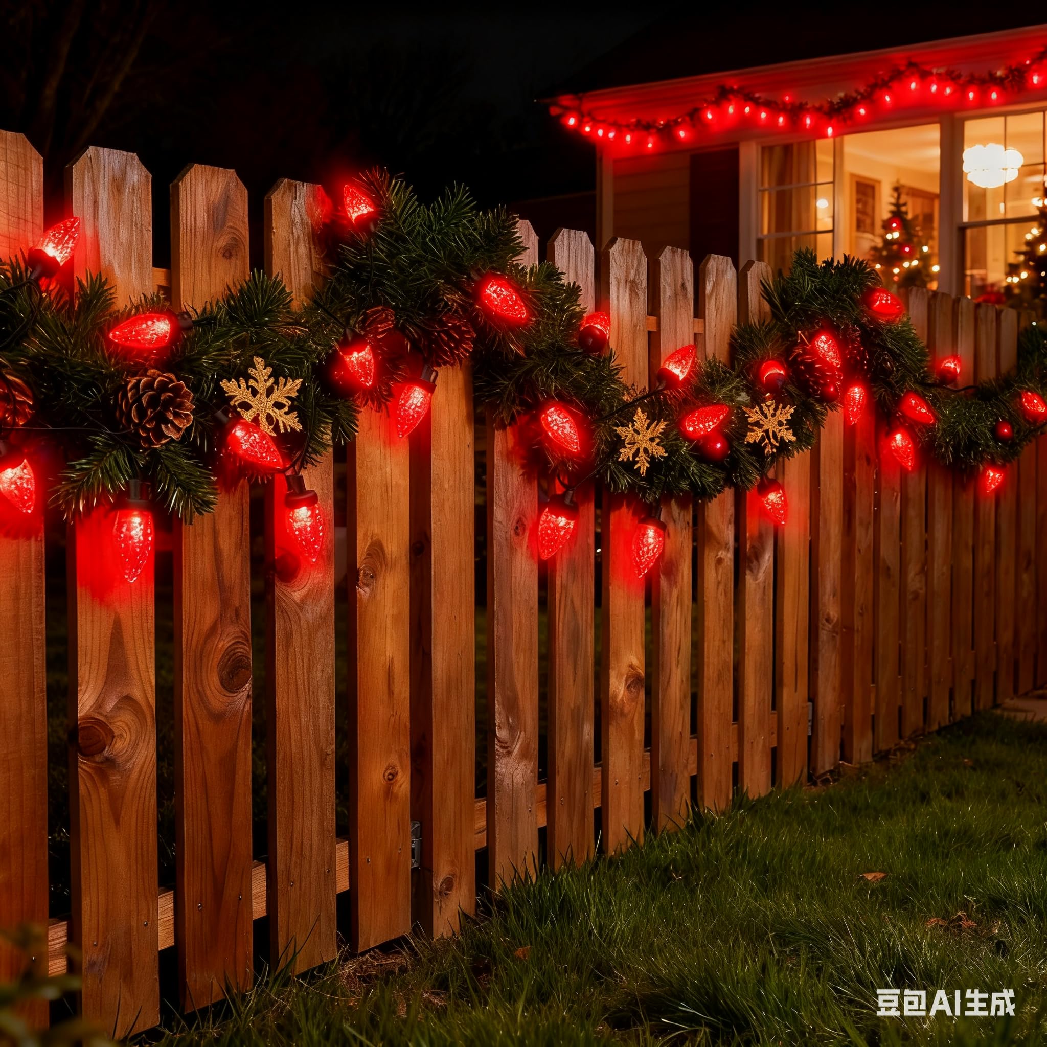 Ucutely C9 Led Christmas Lights Outdoor 33 Feet 50 Led 8 Lighting Modes Waterproof Connectable Christmas String Lights For Outside Roofline Patio Home Xmas Decorations (Red)