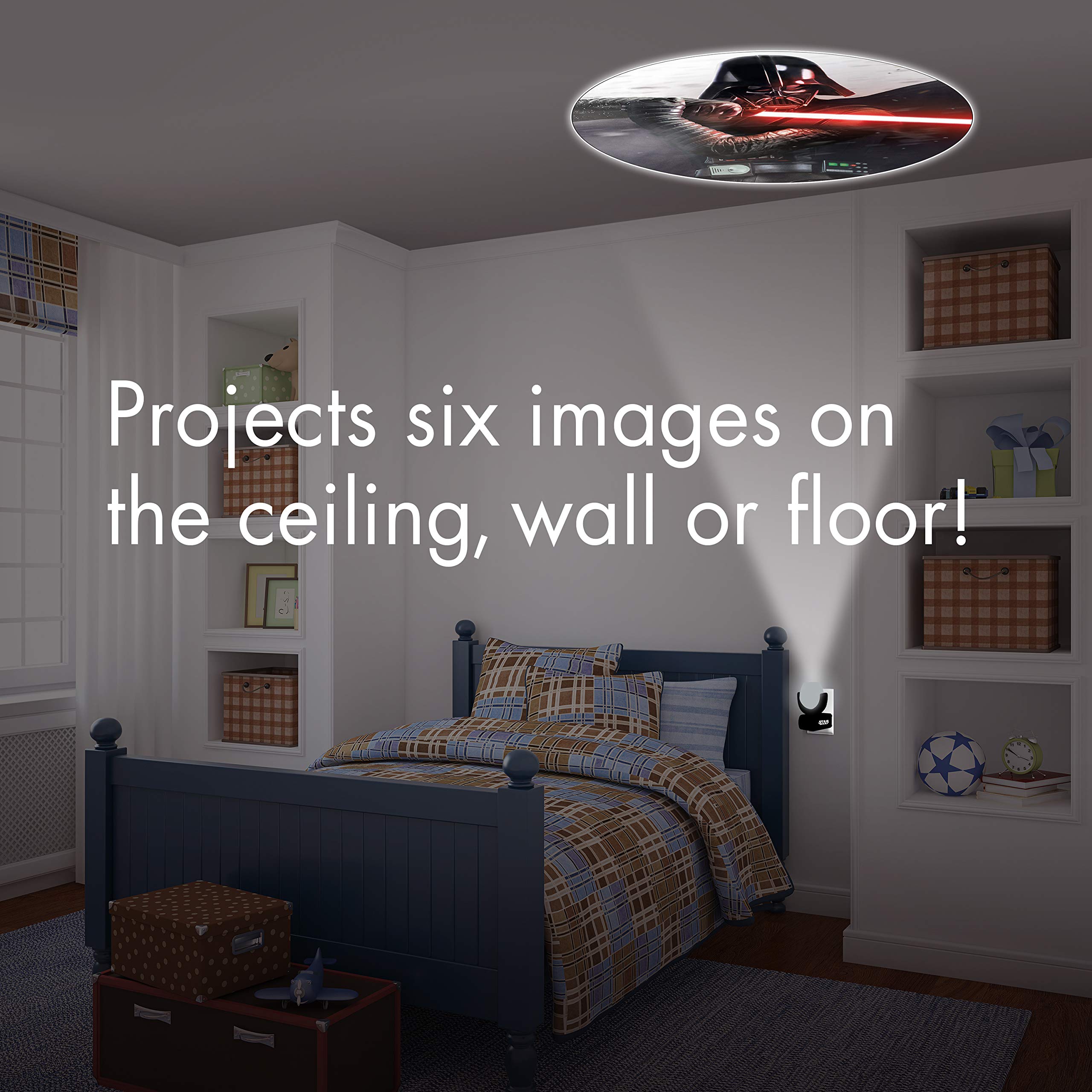 Projectables Star Wars Led Night Light Projector, Galaxy Projector, Plug-In, Dusk-To-Dawn,Mood Lighting, For Kids, Adults, Collectors, Game Room, Bedroom, Hallway, Nursery, 43646