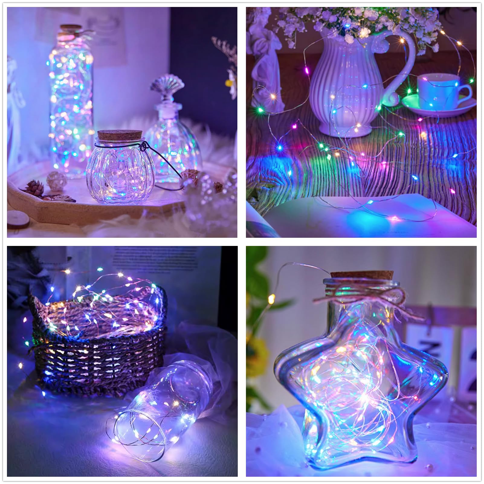 Ranlraka 7Ft Battery Operated String Lights, 20 Led Fairy Waterproof Copper Wire, Multi-Colored, 2 Pack For Halloween & Christmas Decor