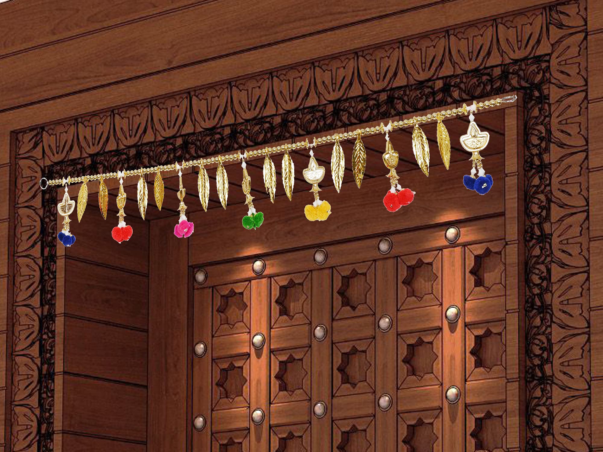 Bandhanwar Toran for Deepawali Navratri Home Decoration Bandarwal Toranam for Door Entrace Pooja Room Diya Design Toran Multicol