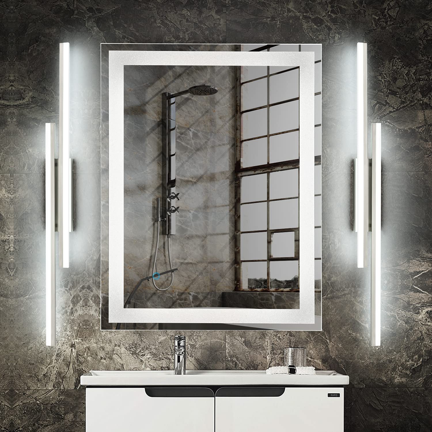 Presde 5 Color Changeable Bathroom Vanity Light 48Inch Modern Led Brushed Nickel Bathroom Light Fixtures Over Mirror Bath Wall L